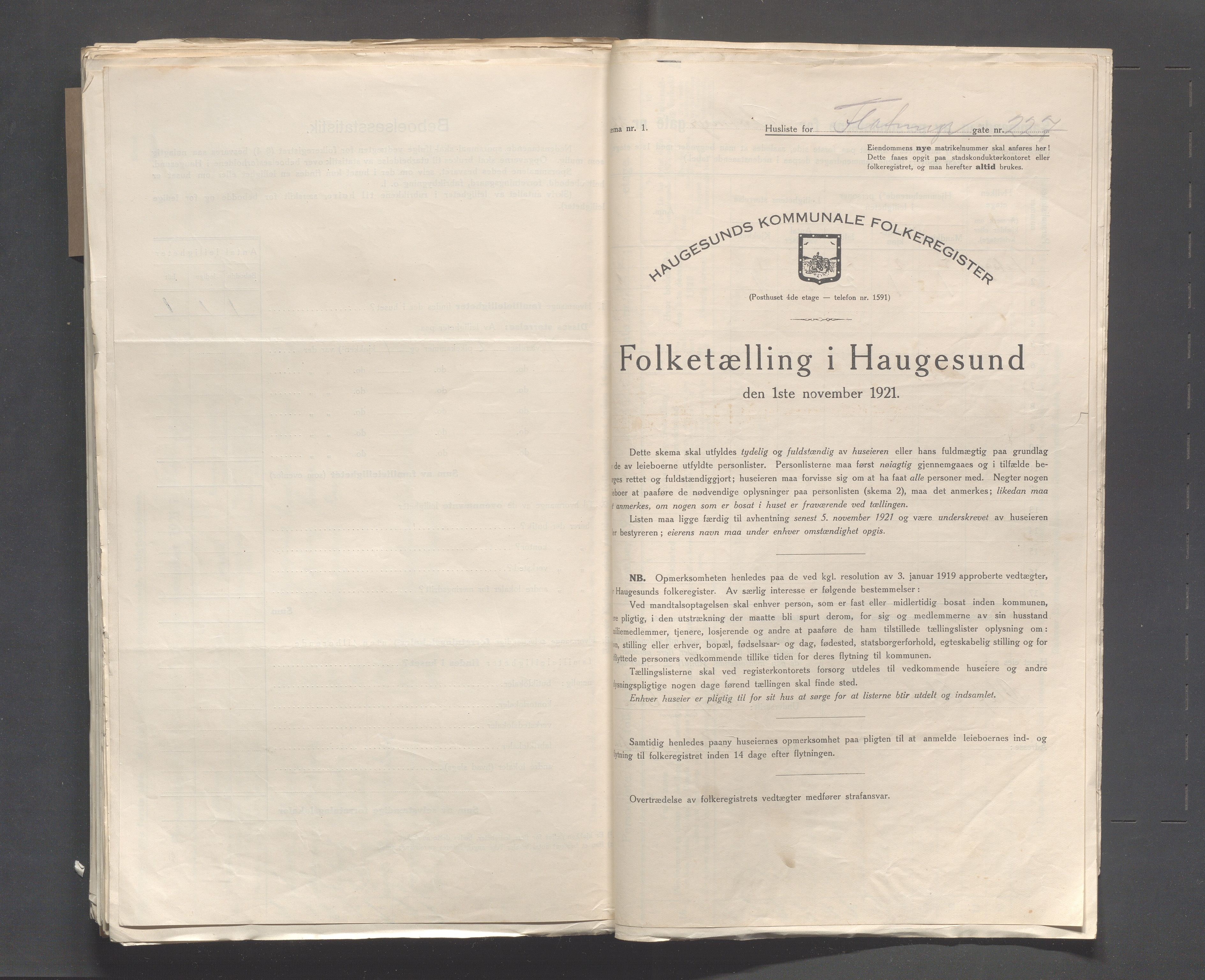 IKAR, Local census 1.11.1921 for Haugesund, 1921, p. 1101