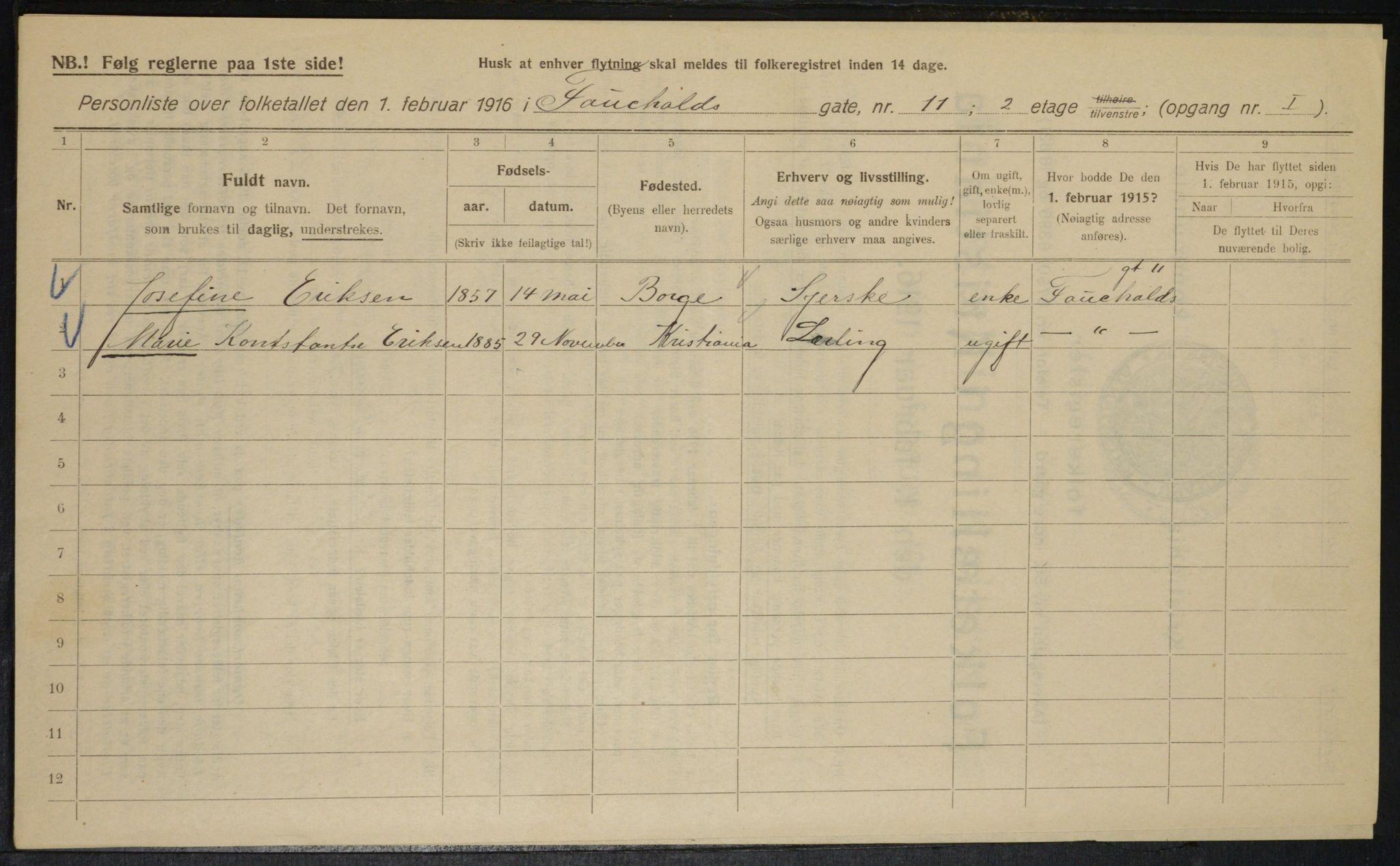 OBA, Municipal Census 1916 for Kristiania, 1916, p. 24332