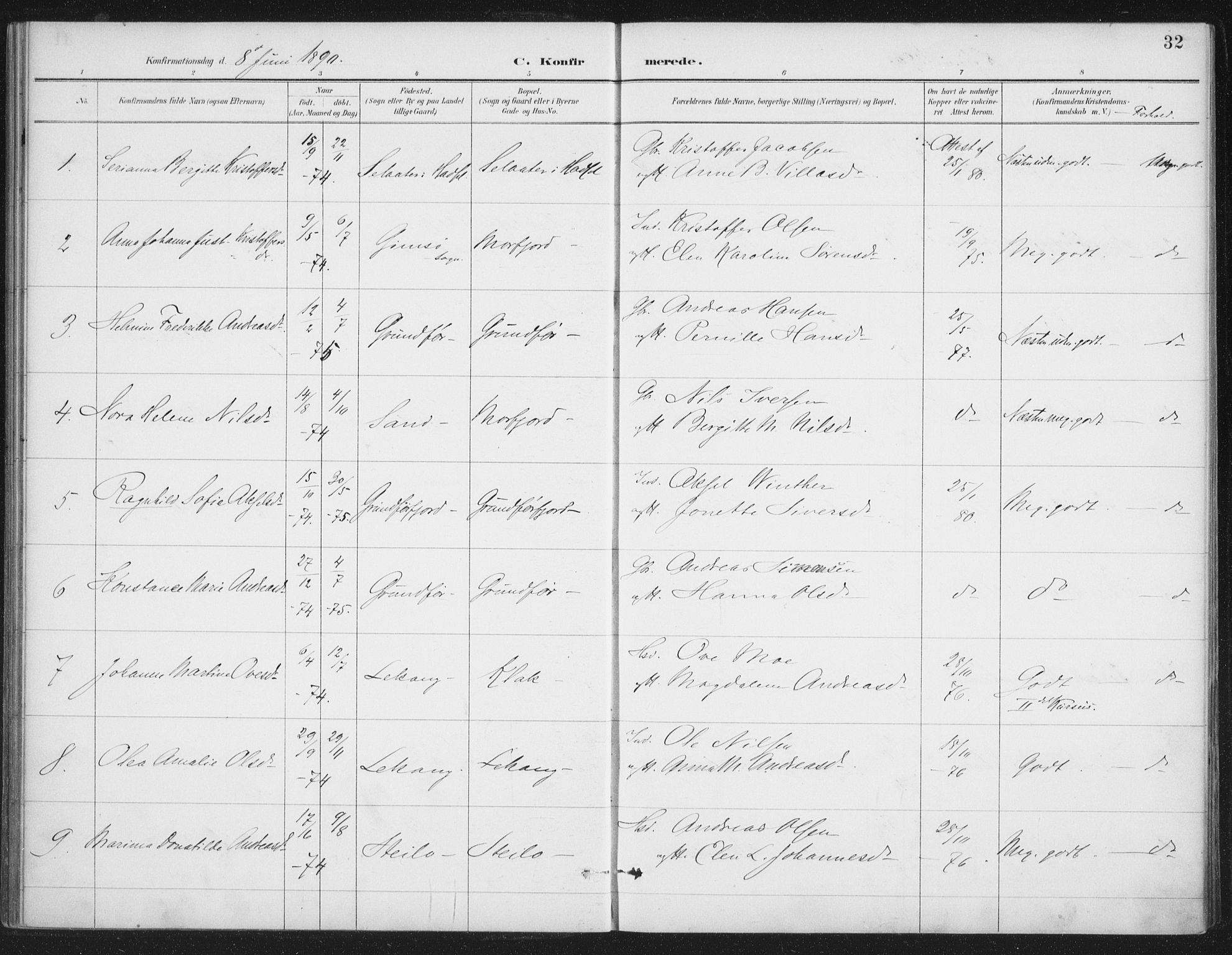 Ministerialprotokoller, klokkerbøker og fødselsregistre - Nordland, AV/SAT-A-1459/888/L1245: Parish register (official) no. 888A11, 1888-1900, p. 32