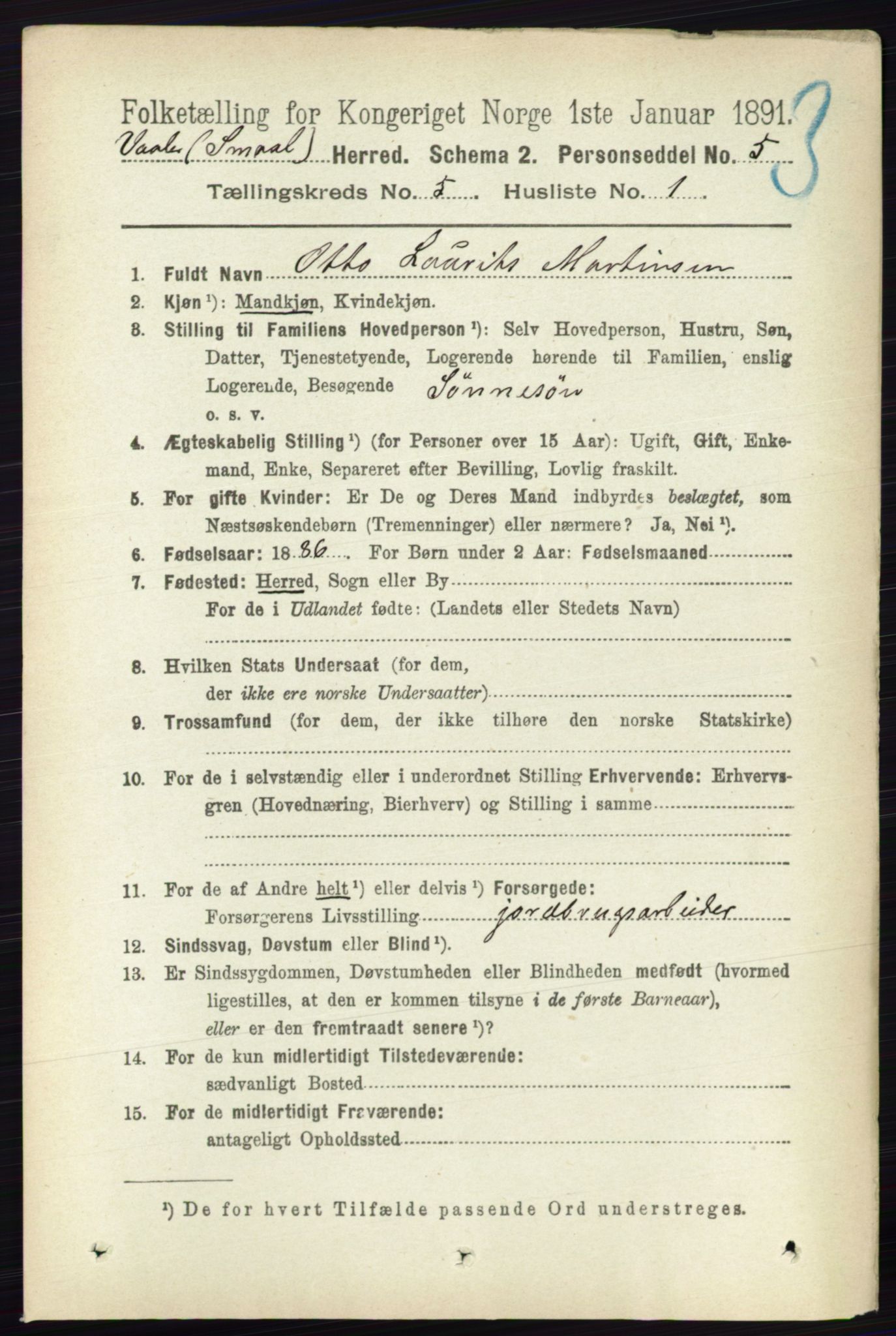 RA, 1891 census for 0137 Våler, 1891, p. 1982