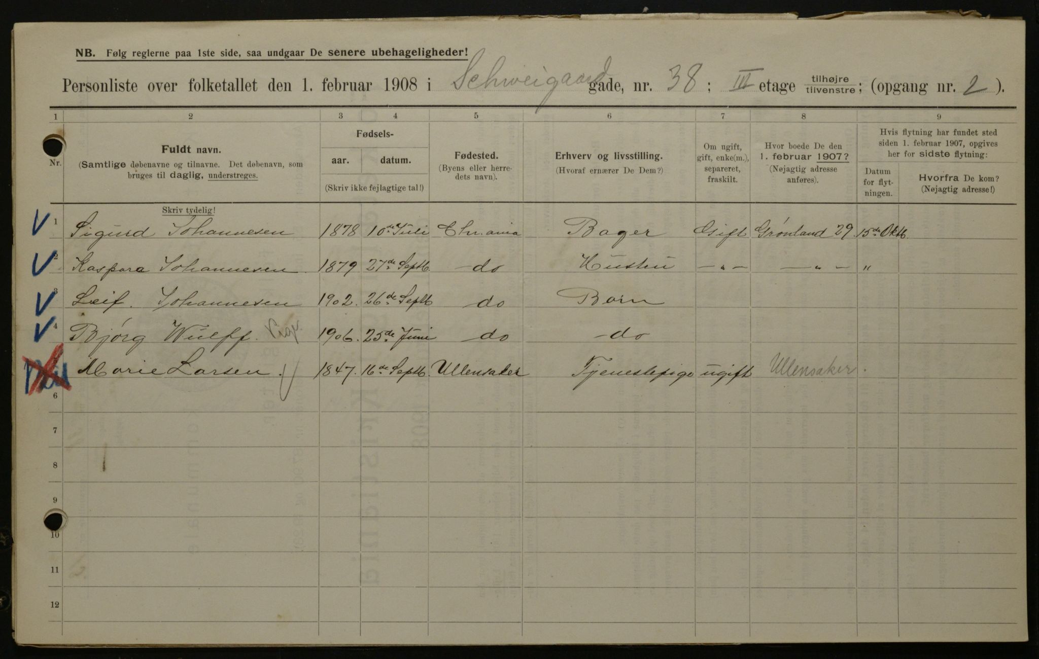 OBA, Municipal Census 1908 for Kristiania, 1908, p. 81835