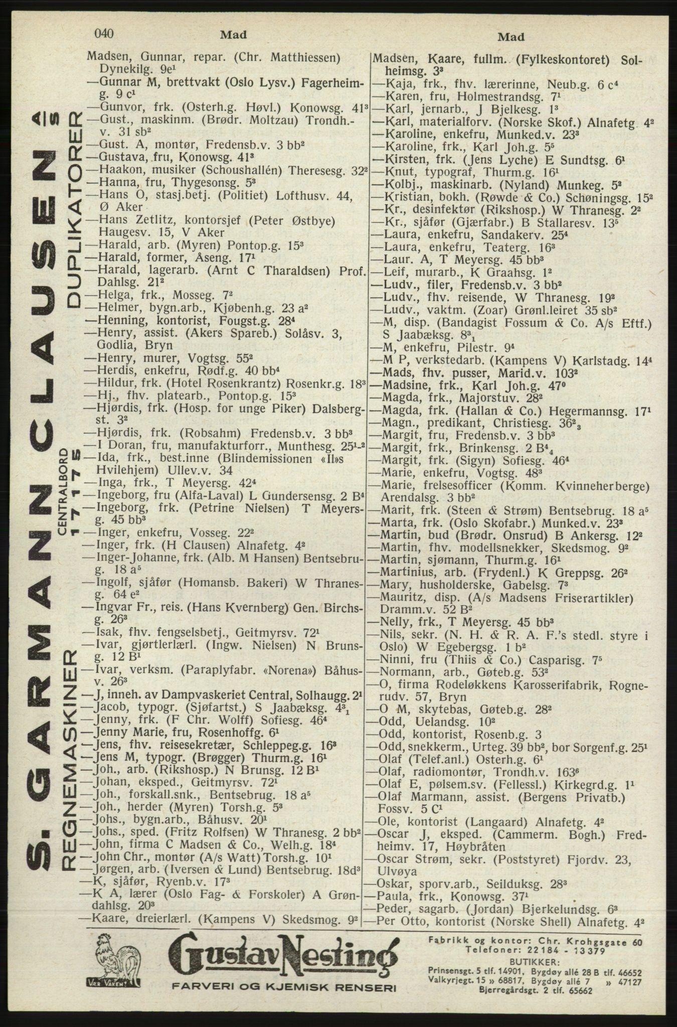 Kristiania/Oslo adressebok, PUBL/-, 1940, p. 1058