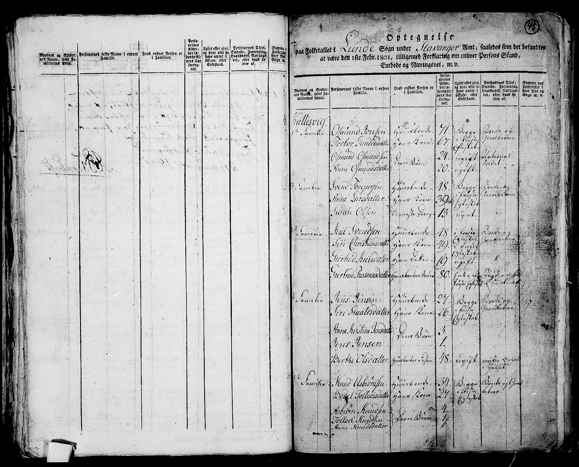 RA, 1801 census for 1112P Lund, 1801, p. 44b-45a