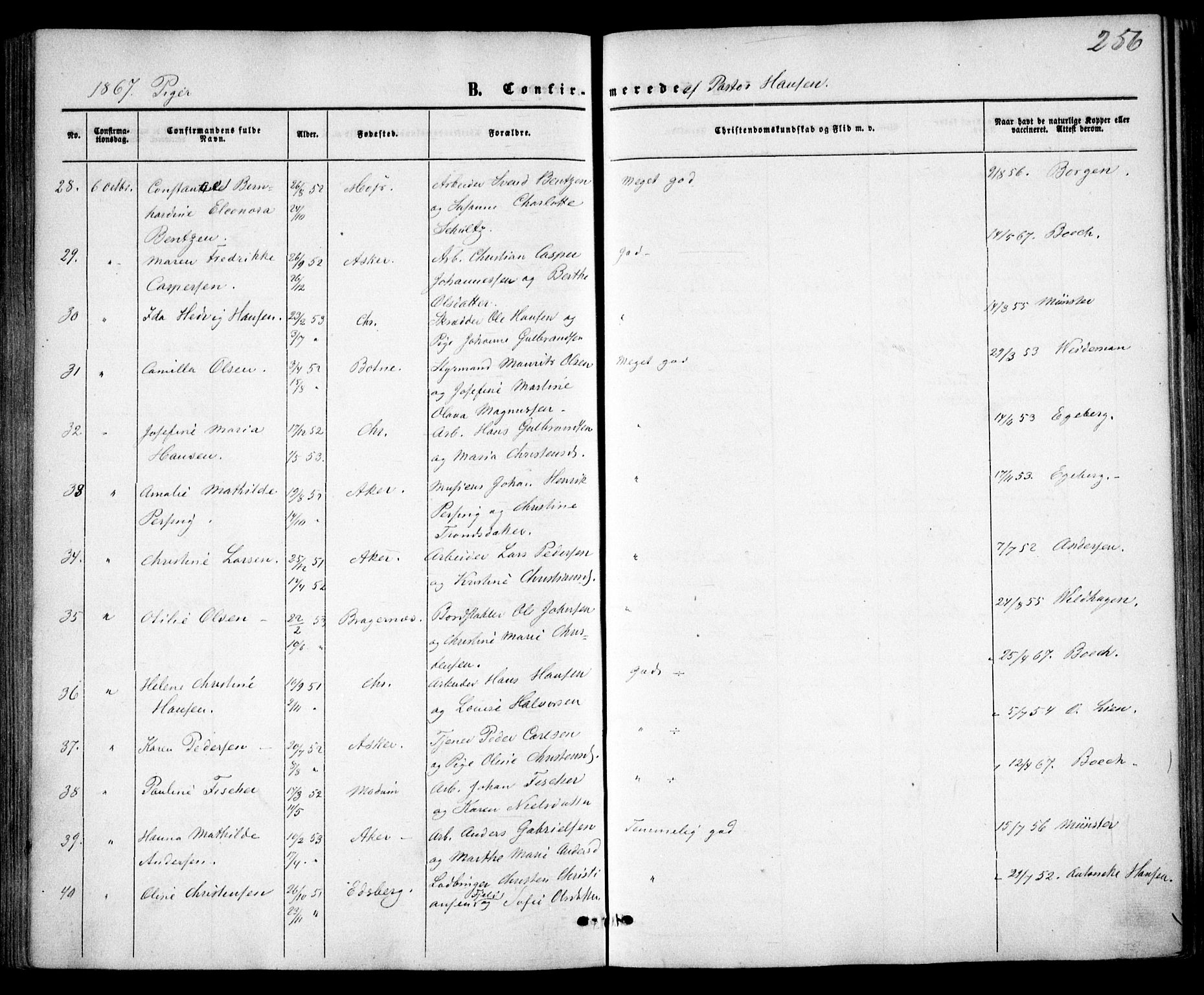 Trefoldighet prestekontor Kirkebøker, AV/SAO-A-10882/F/Fb/L0001: Parish register (official) no. II 1, 1858-1871, p. 256