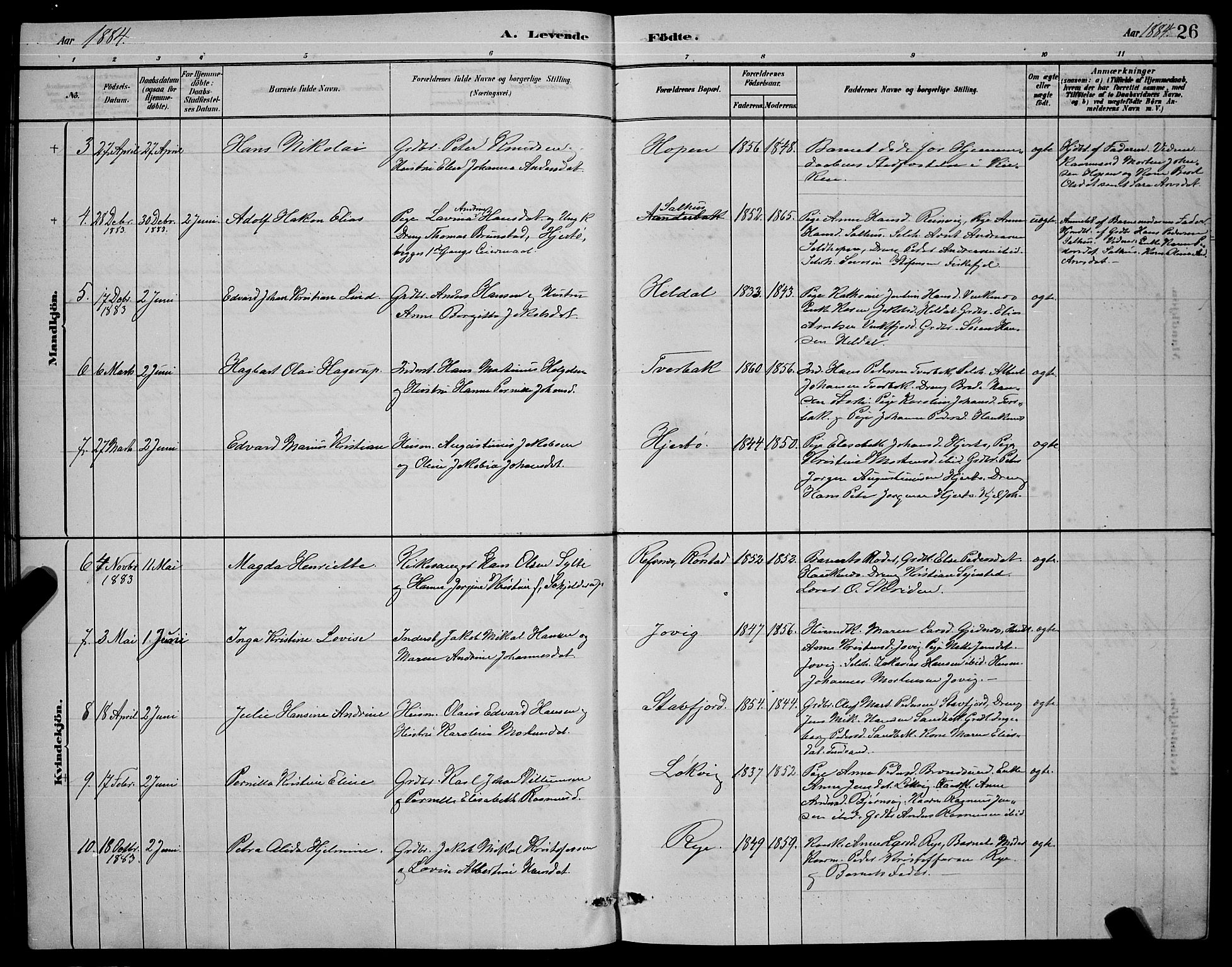 Ministerialprotokoller, klokkerbøker og fødselsregistre - Nordland, AV/SAT-A-1459/853/L0772: Parish register (official) no. 853A11, 1881-1900, p. 26