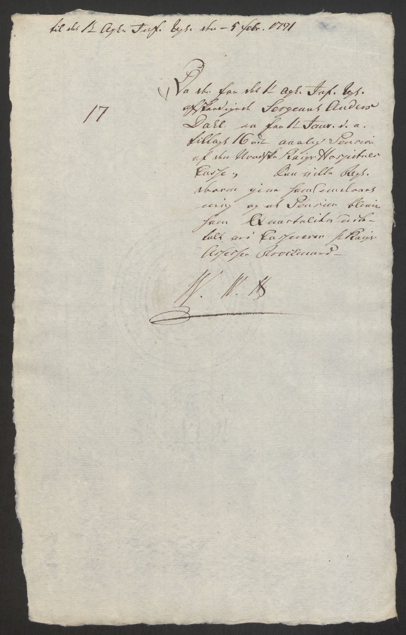 Forsvaret, Den norske kvesthuskasse/krigshospitalkasse, AV/RA-RAFA-1887/F/Fa/L0008: Konsepter, 1790-1793, p. 372