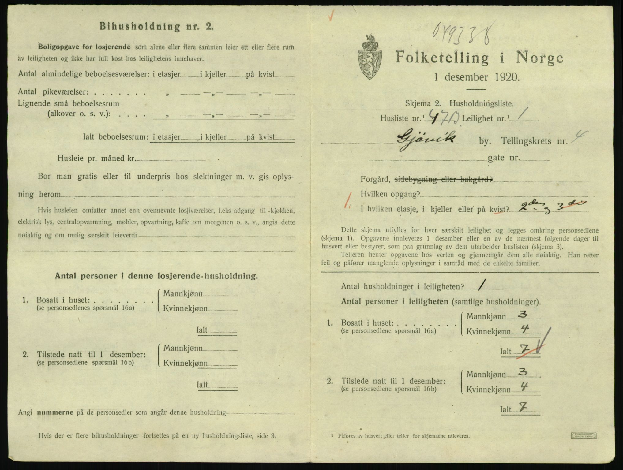 SAH, 1920 census for Gjøvik, 1920, p. 2210