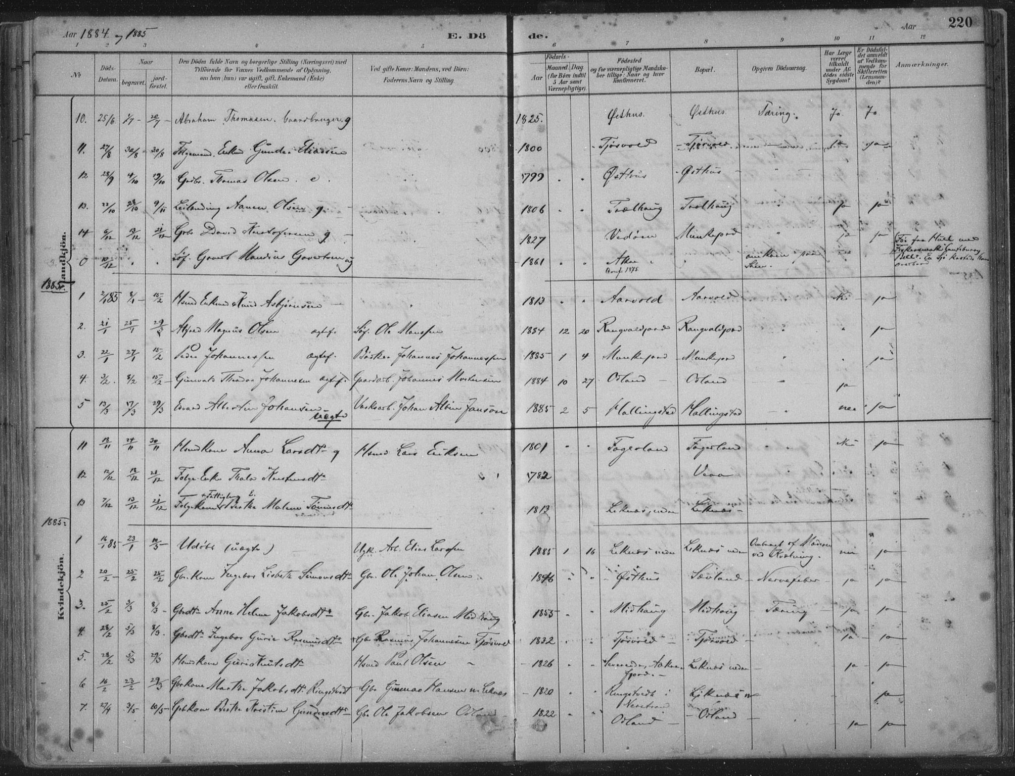 Kopervik sokneprestkontor, SAST/A-101850/H/Ha/Haa/L0004: Parish register (official) no. A 4, 1882-1905, p. 220