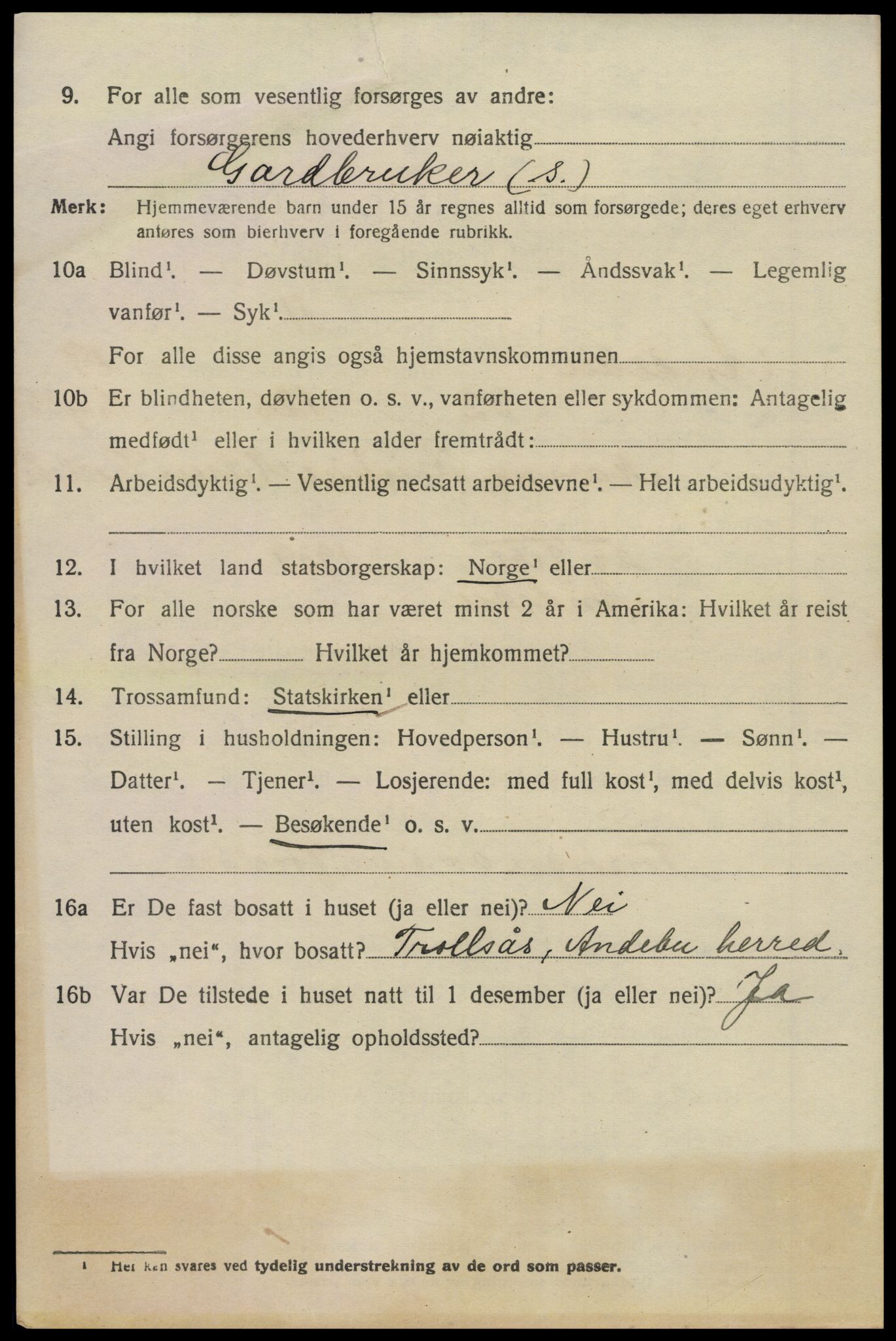 SAKO, 1920 census for Andebu, 1920, p. 6619