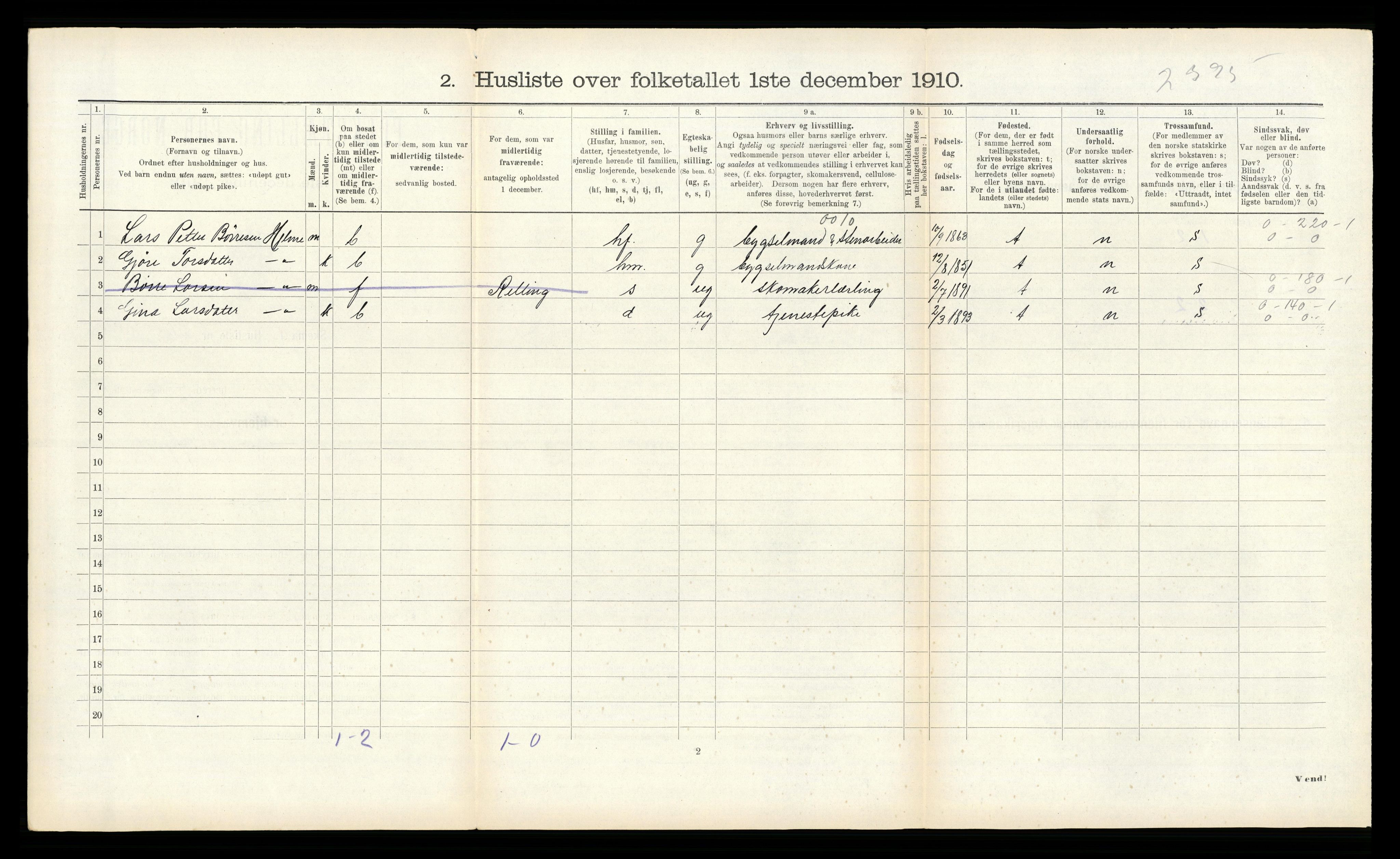 RA, 1910 census for Norddal, 1910, p. 310