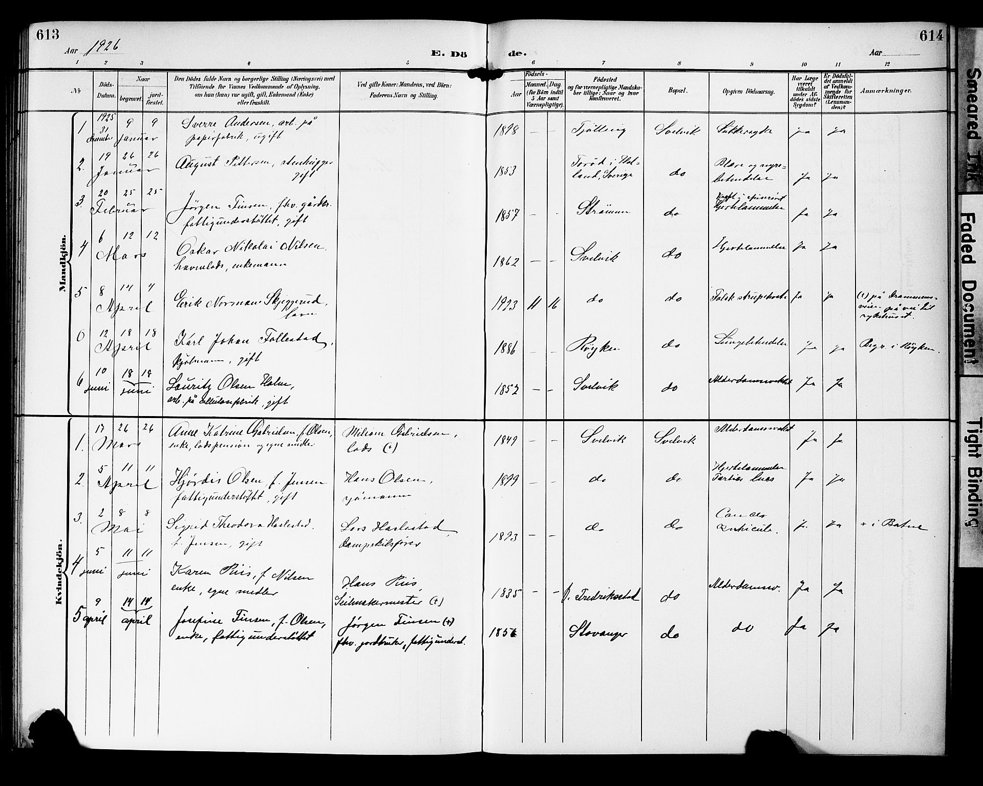 Strømm kirkebøker, AV/SAKO-A-322/G/Gb/L0002: Parish register (copy) no. II 2, 1897-1928, p. 613-614