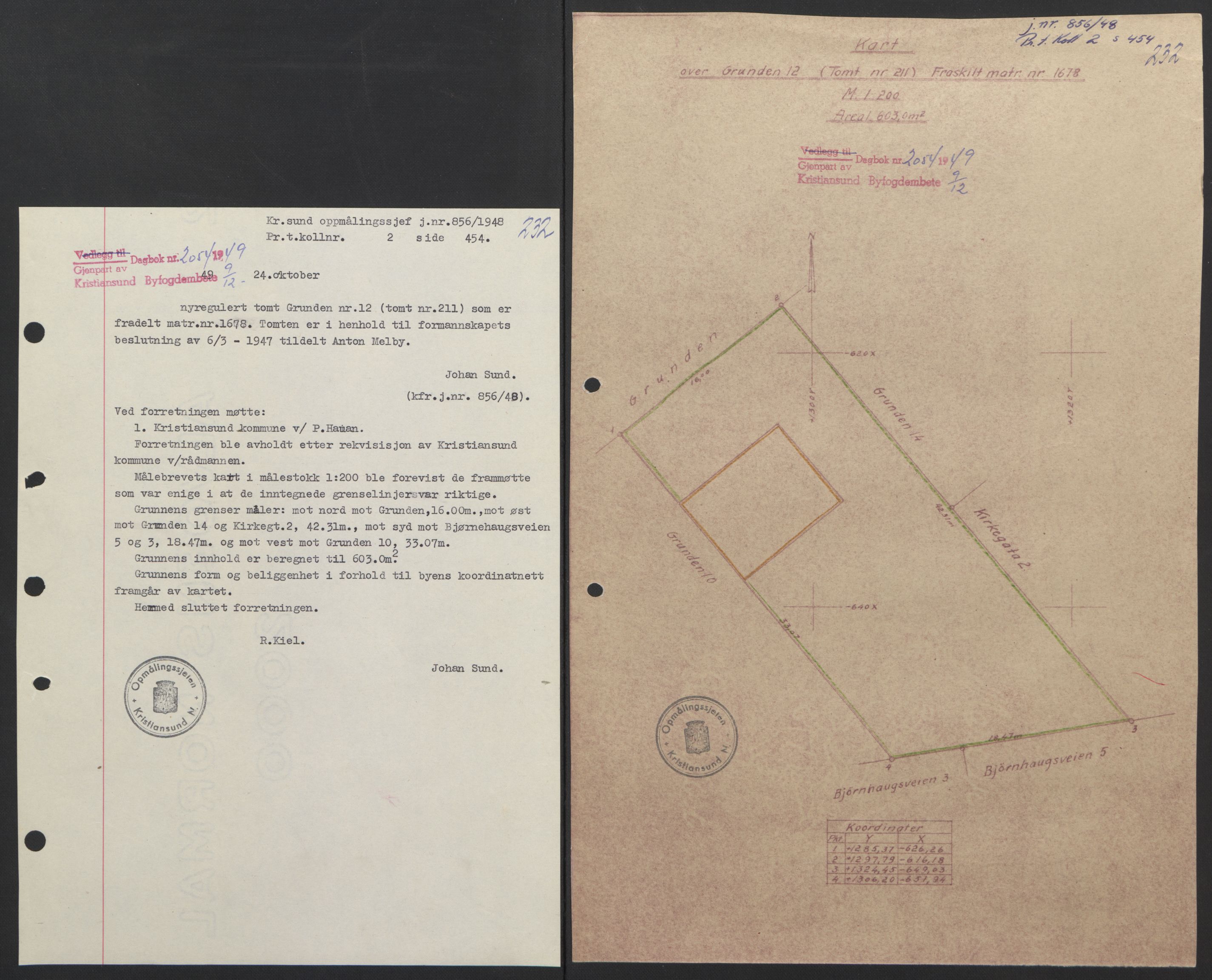 Kristiansund byfogd, AV/SAT-A-4587/A/27: Mortgage book no. 42, 1947-1950, Diary no: : 2054/1949