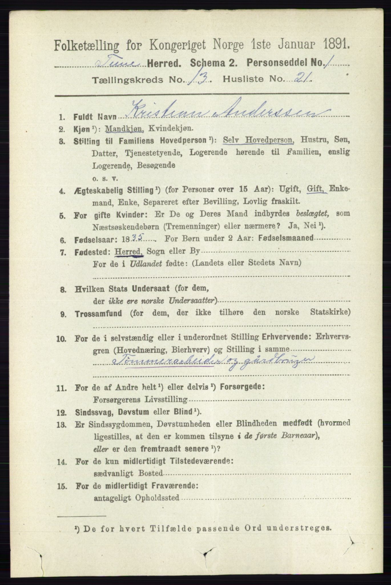 RA, 1891 census for 0130 Tune, 1891, p. 7878