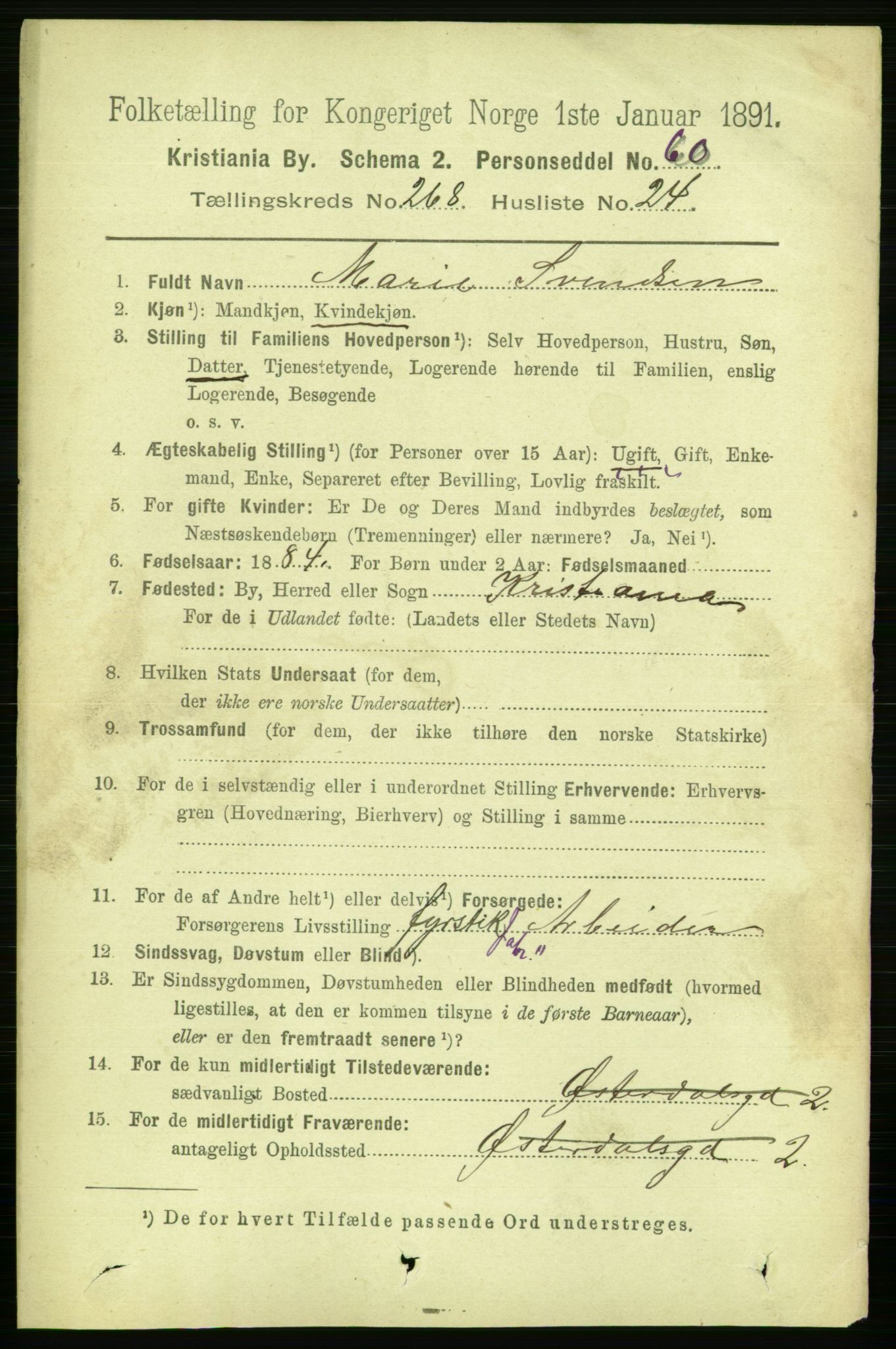 RA, 1891 census for 0301 Kristiania, 1891, p. 162855