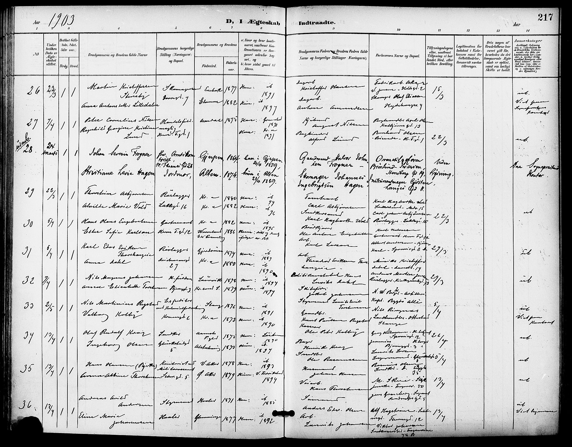 Gamle Aker prestekontor Kirkebøker, AV/SAO-A-10617a/F/L0012: Parish register (official) no. 12, 1898-1910, p. 217