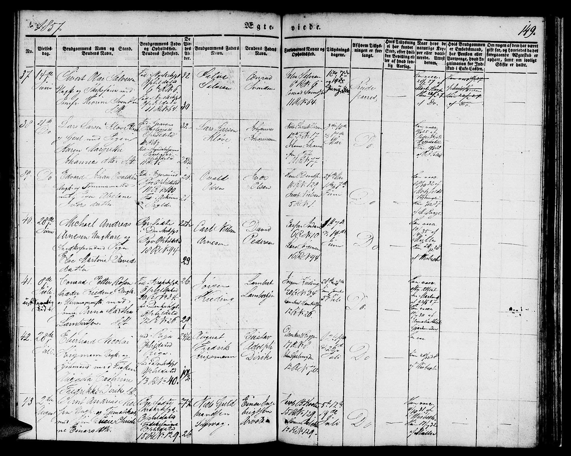 Domkirken sokneprestembete, AV/SAB-A-74801/H/Hab/L0029: Parish register (copy) no. D 1, 1839-1857, p. 149