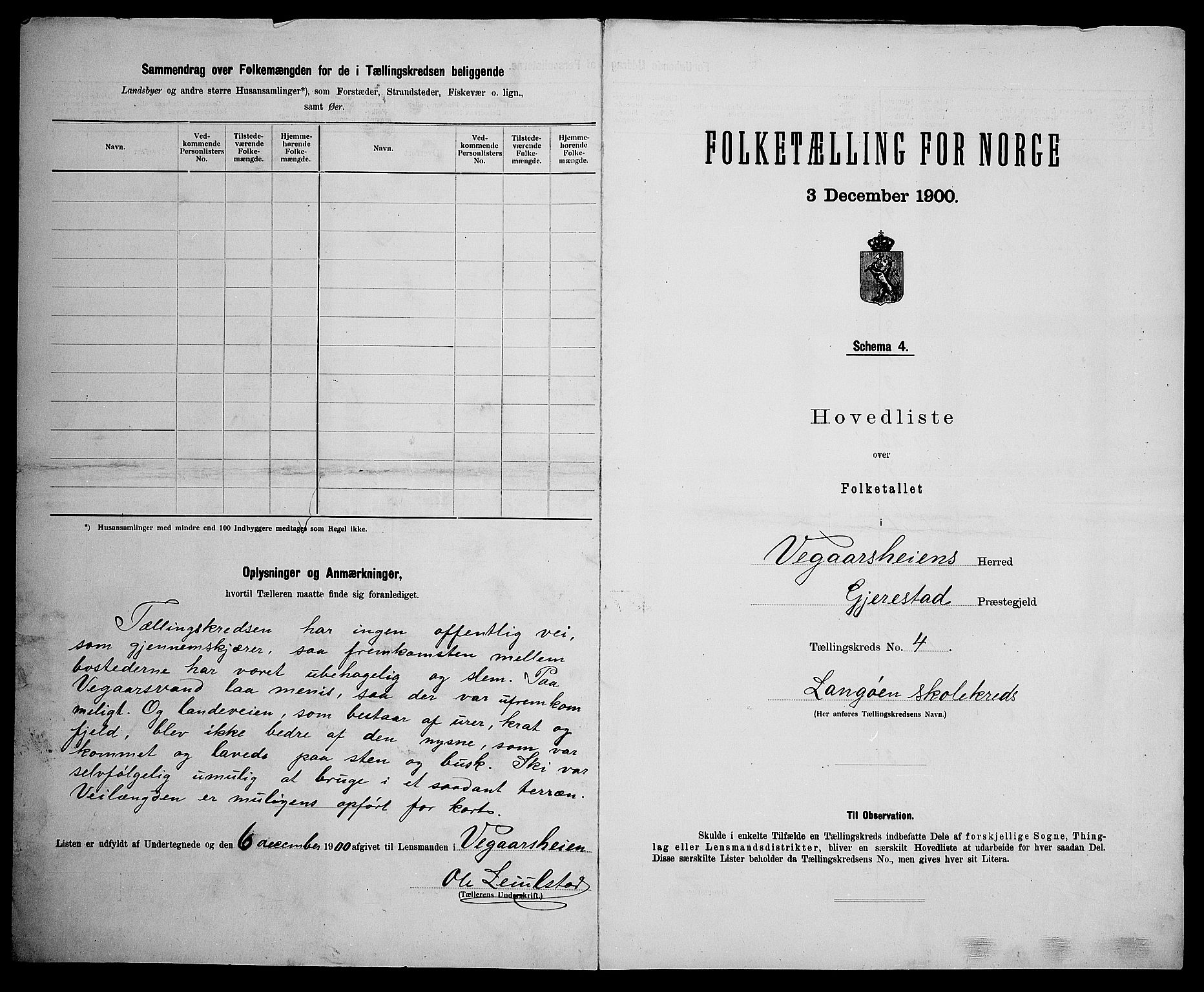 SAK, 1900 census for Vegårshei, 1900, p. 24