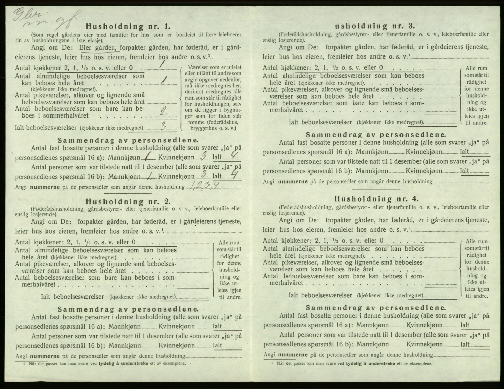 SAB, 1920 census for Tysnes, 1920, p. 1543