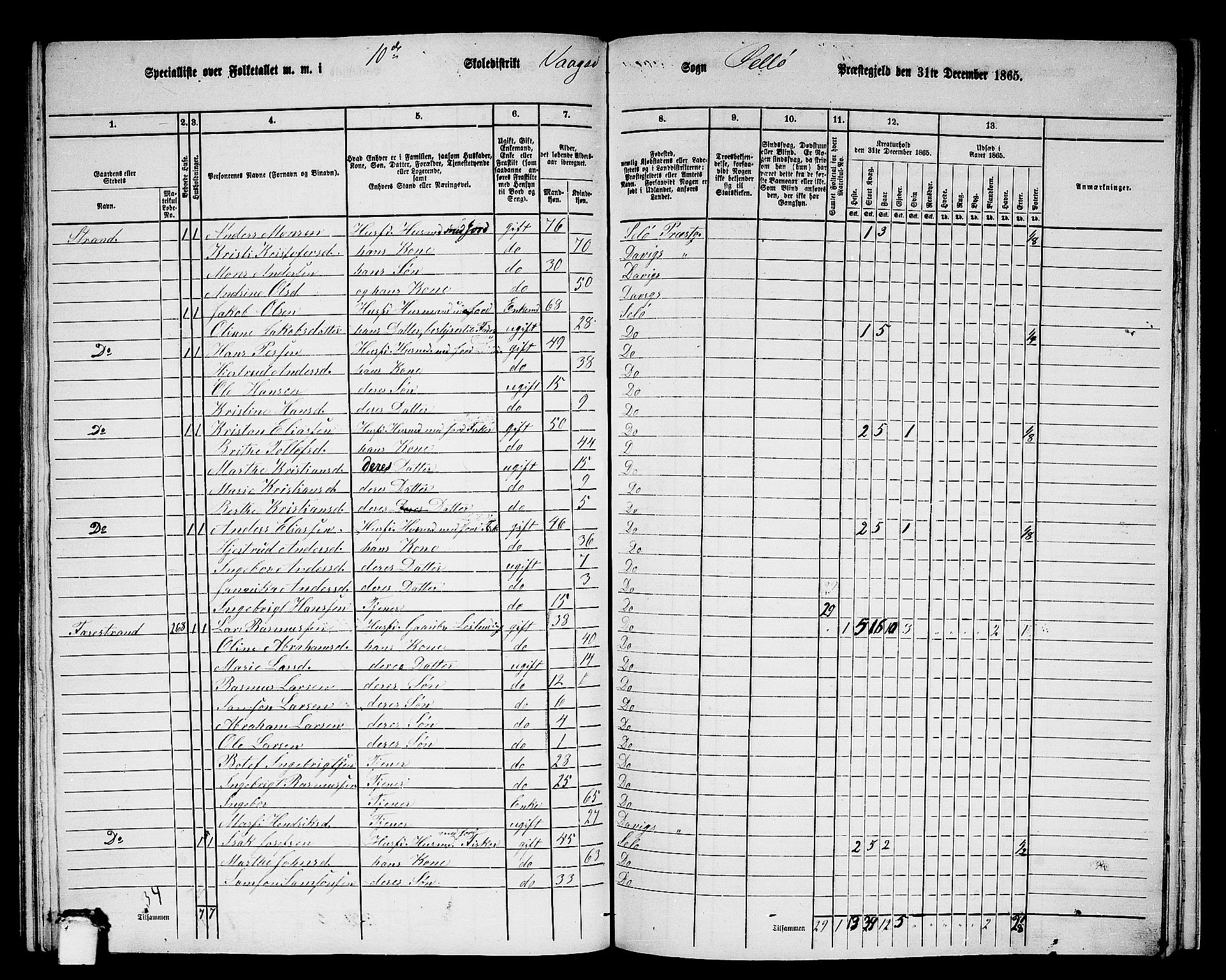 RA, 1865 census for Selje, 1865, p. 154