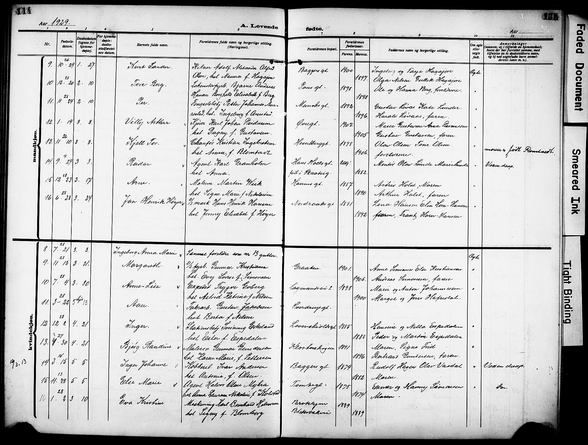 Skien kirkebøker, SAKO/A-302/G/Ga/L0010: Parish register (copy) no. 10, 1920-1931, p. 114