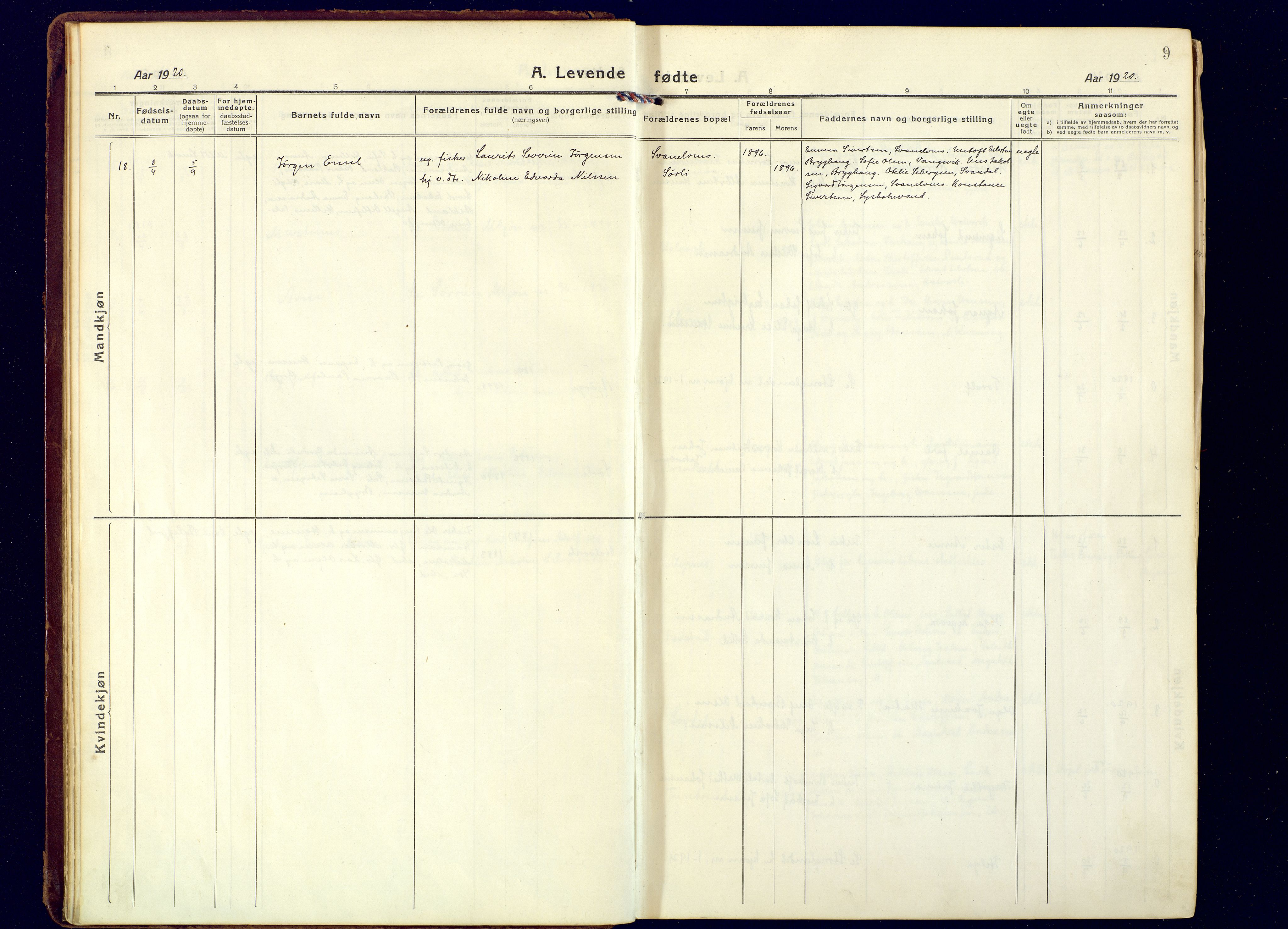 Tranøy sokneprestkontor, AV/SATØ-S-1313/I/Ia/Iaa/L0016kirke: Parish register (official) no. 16, 1919-1932, p. 9