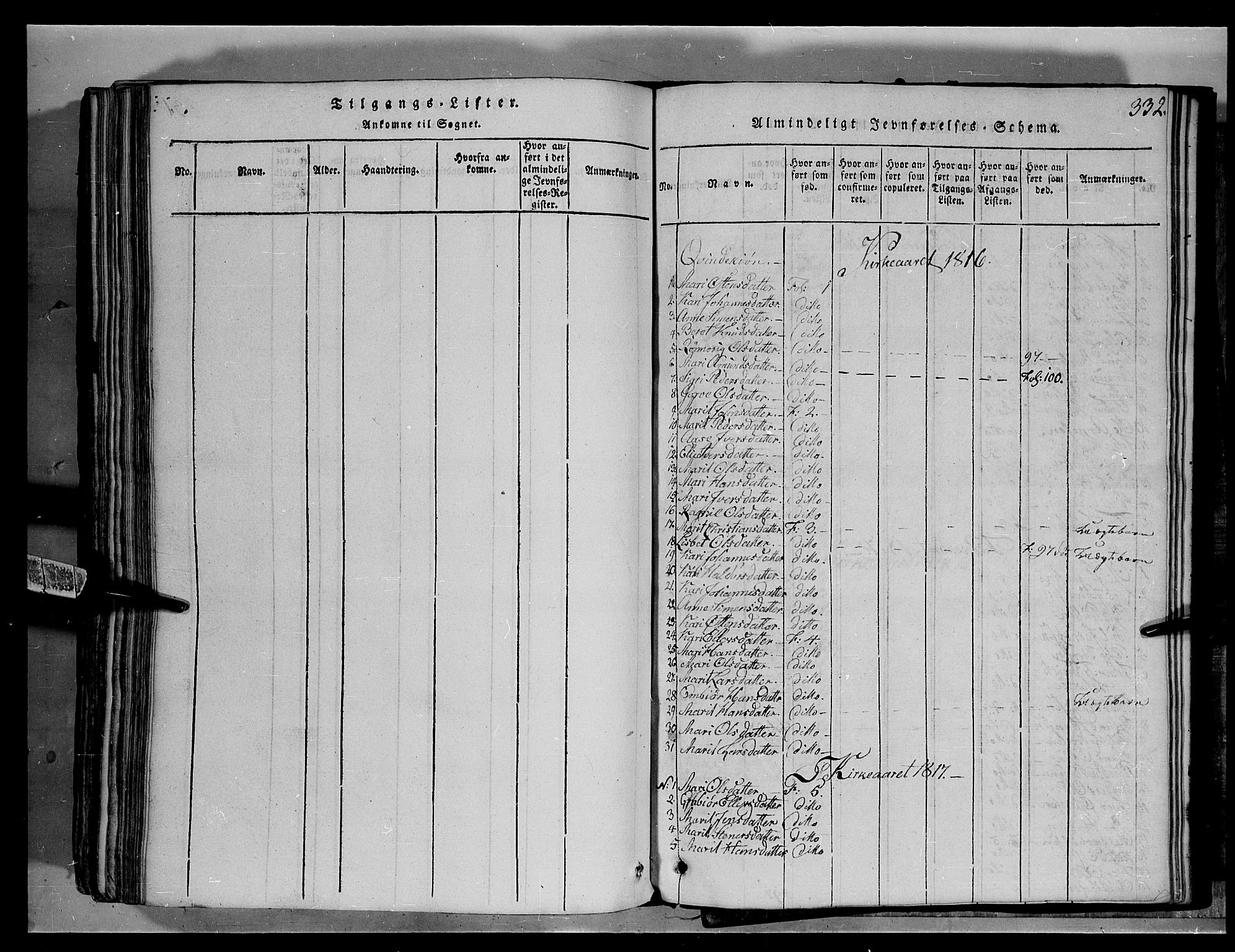 Fron prestekontor, SAH/PREST-078/H/Ha/Hab/L0004: Parish register (copy) no. 4, 1816-1850, p. 332