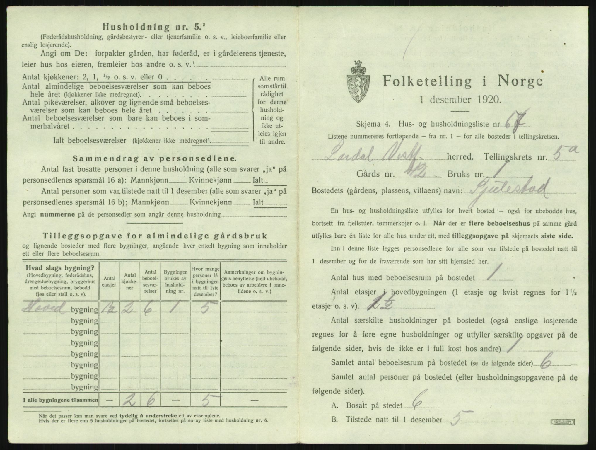 SAKO, 1920 census for Lardal, 1920, p. 813