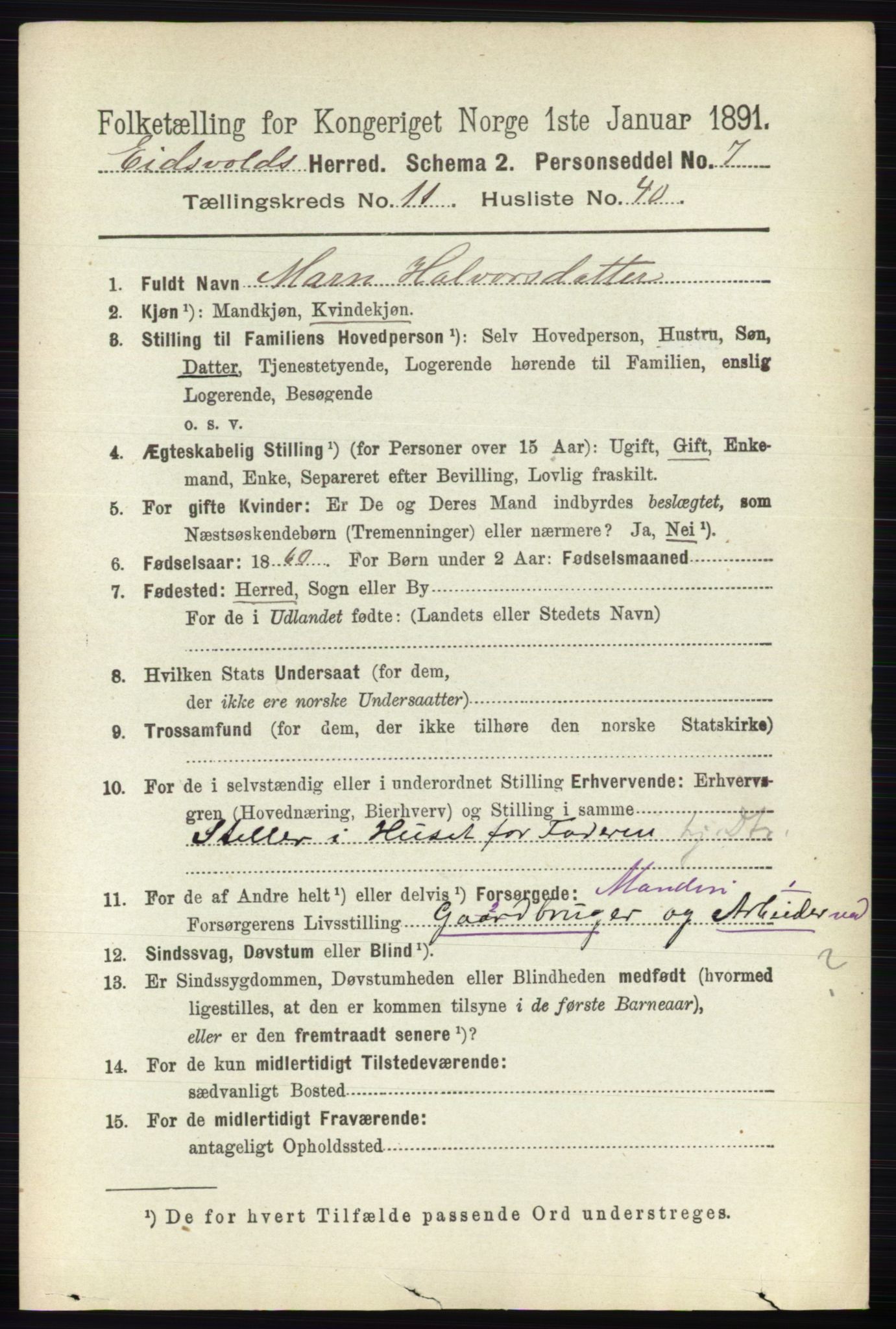 RA, 1891 census for 0237 Eidsvoll, 1891, p. 7961