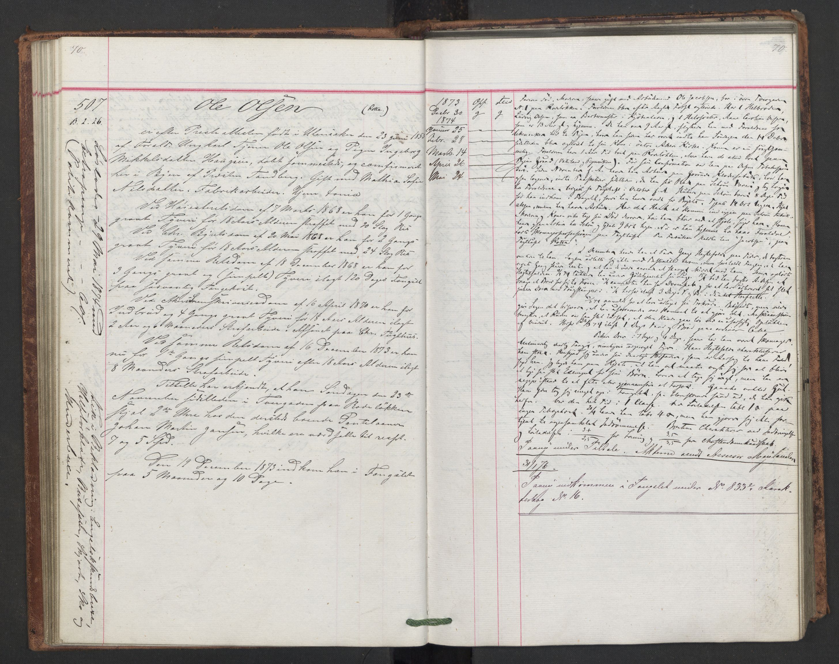Botsfengslet, AV/RA-S-1539/D/Db/Dbb/L0015: 438e - 727e, 1873-1875, p. 70