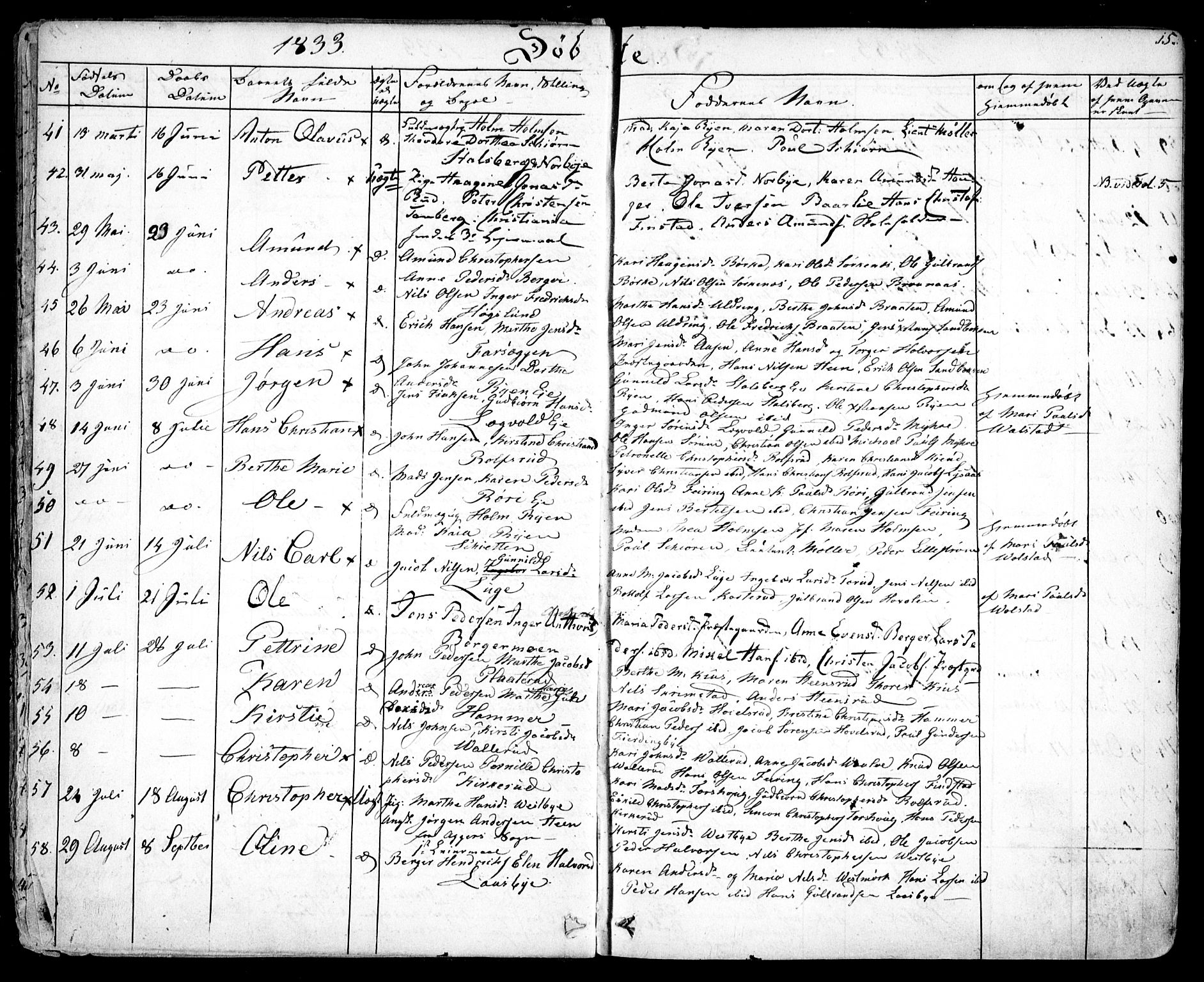 Skedsmo prestekontor Kirkebøker, AV/SAO-A-10033a/F/Fa/L0009: Parish register (official) no. I 9, 1830-1853, p. 15