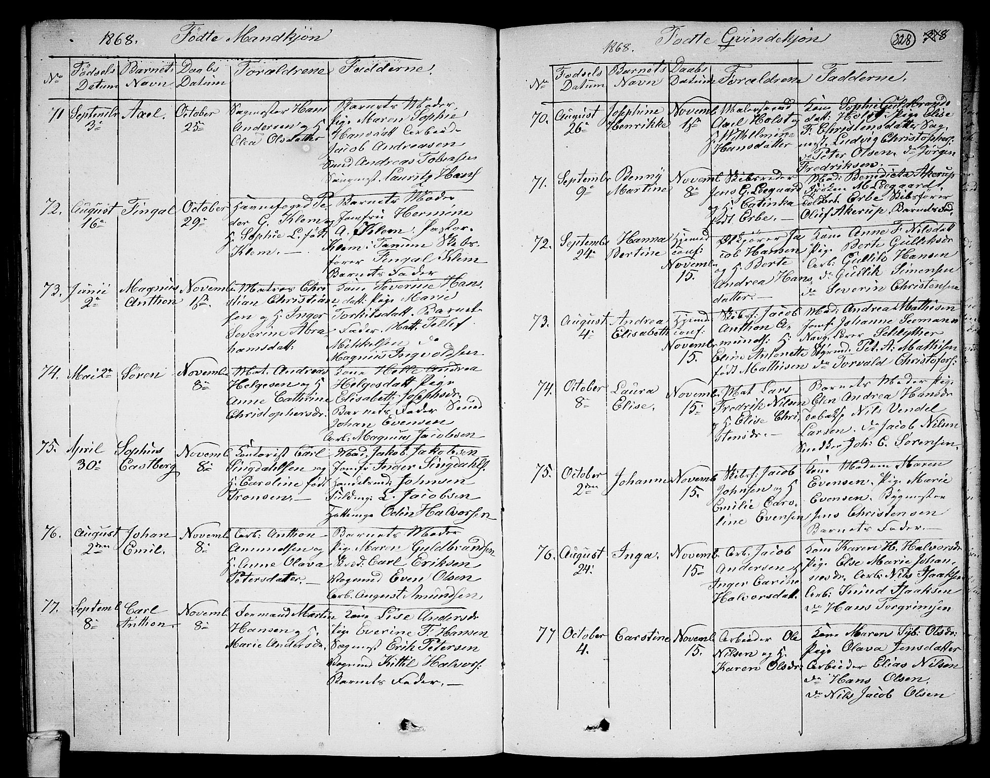 Larvik kirkebøker, SAKO/A-352/G/Ga/L0003a: Parish register (copy) no. I 3A, 1830-1870, p. 328