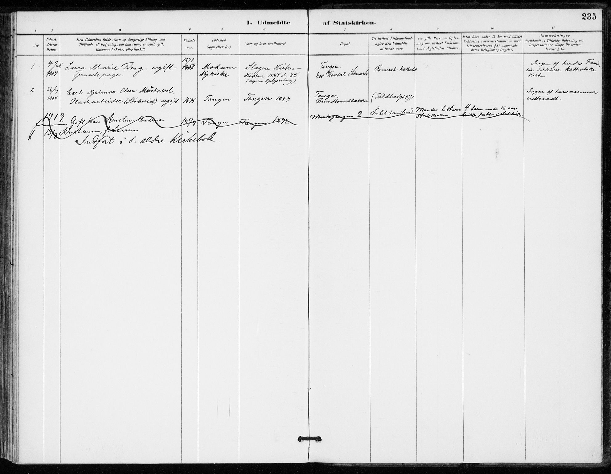 Strømsø kirkebøker, AV/SAKO-A-246/F/Fb/L0007: Parish register (official) no. II 7, 1887-1928, p. 235