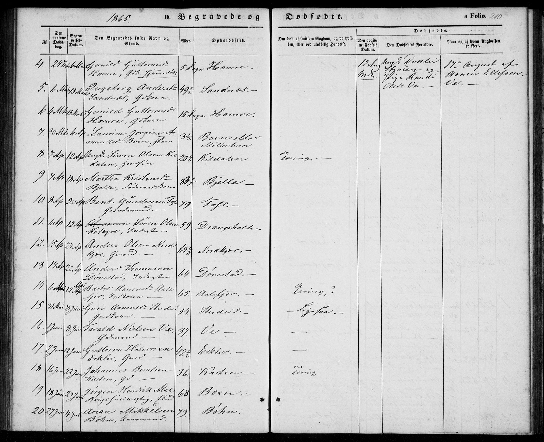 Tveit sokneprestkontor, AV/SAK-1111-0043/F/Fa/L0005: Parish register (official) no. A 5, 1853-1871, p. 210