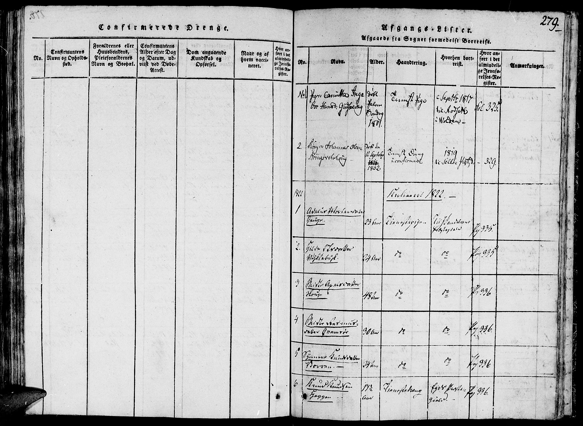 Ministerialprotokoller, klokkerbøker og fødselsregistre - Møre og Romsdal, SAT/A-1454/503/L0033: Parish register (official) no. 503A01, 1816-1841, p. 279