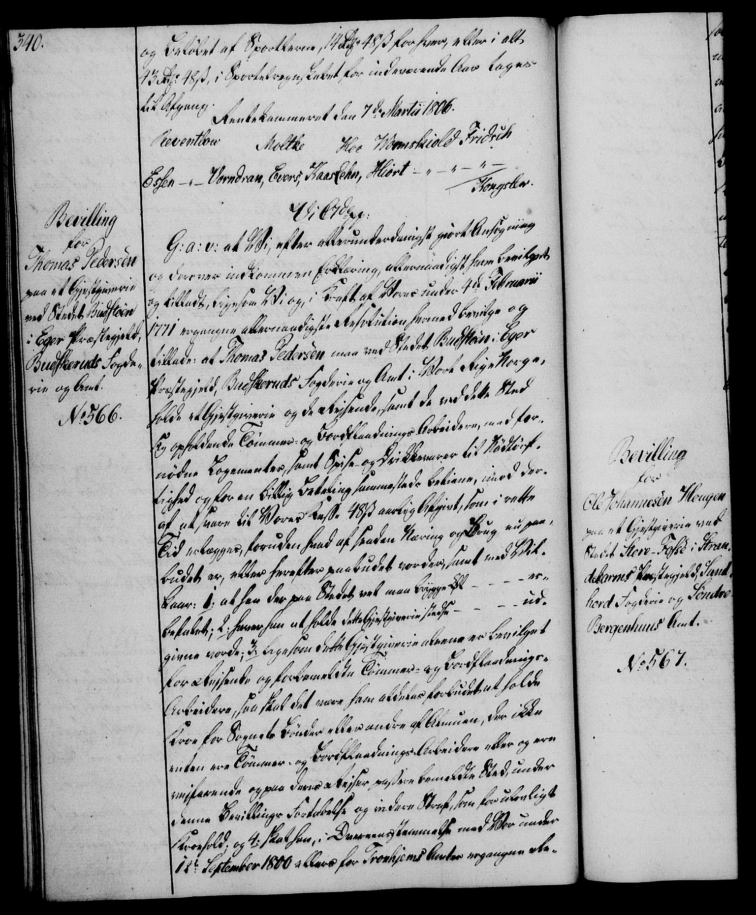 Rentekammeret, Kammerkanselliet, AV/RA-EA-3111/G/Gg/Gga/L0018: Norsk ekspedisjonsprotokoll med register (merket RK 53.18), 1804-1806, p. 340