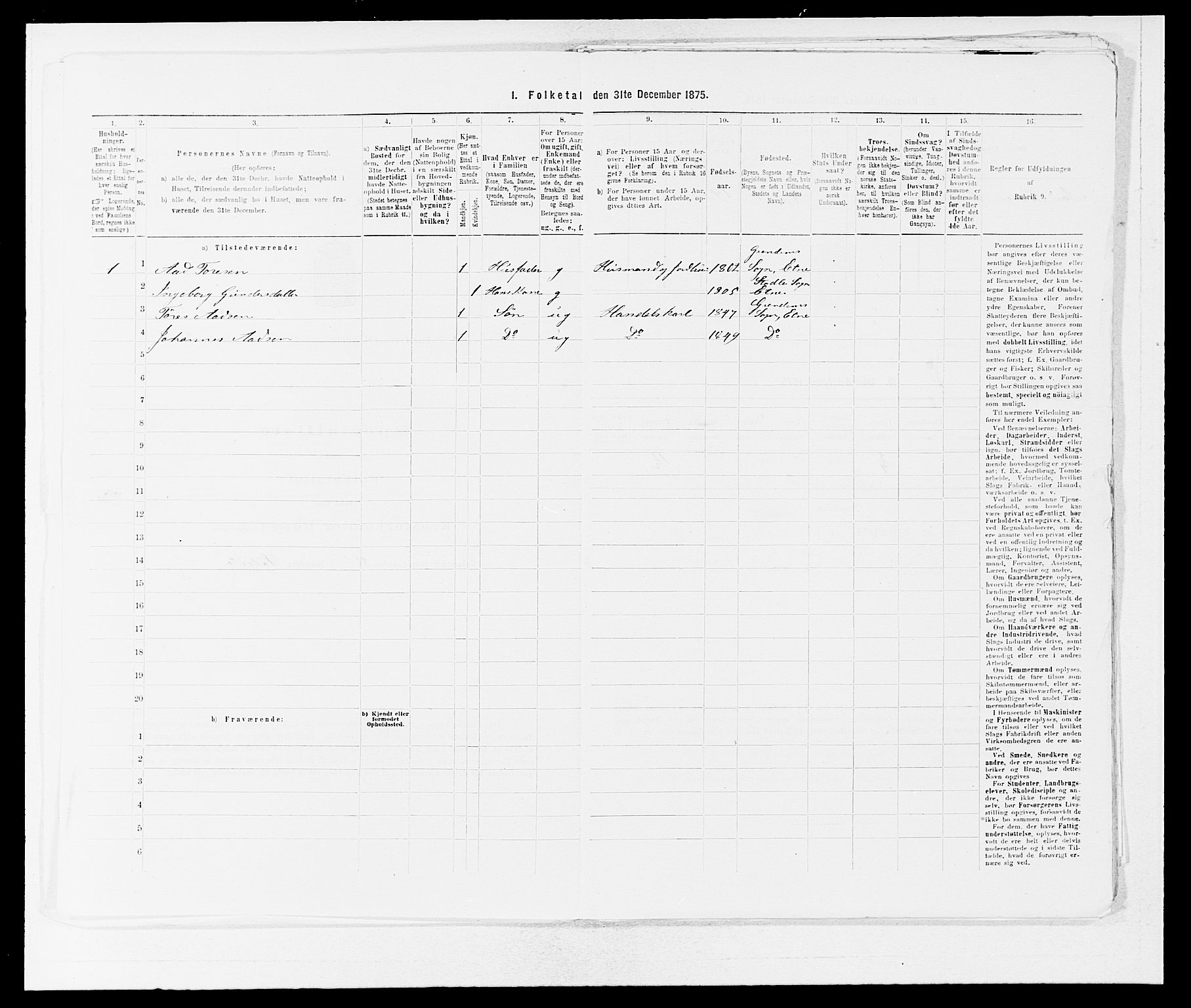 SAB, 1875 census for 1211P Etne, 1875, p. 402