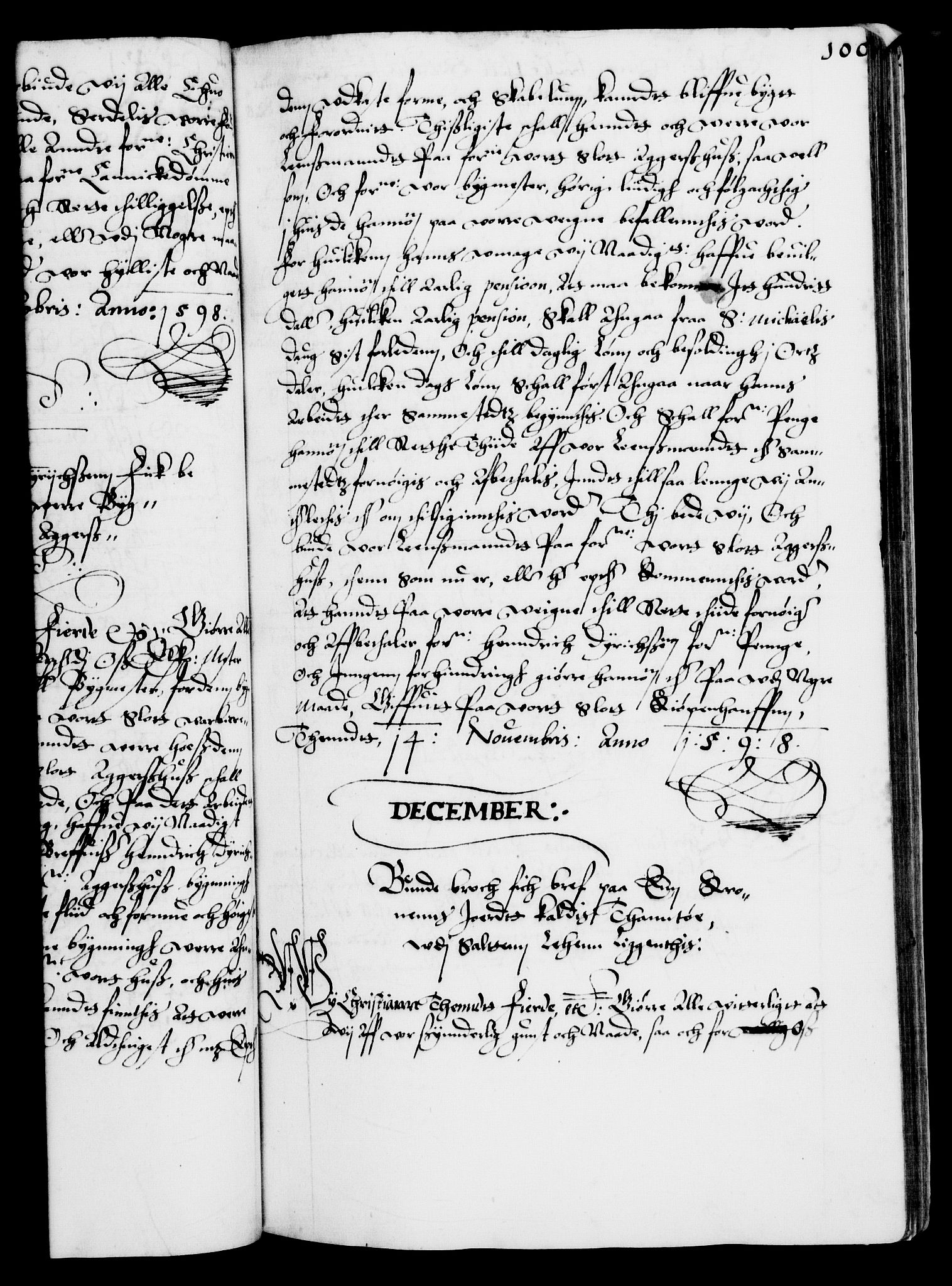 Danske Kanselli 1572-1799, RA/EA-3023/F/Fc/Fca/Fcaa/L0003: Norske registre (mikrofilm), 1596-1616, p. 100a