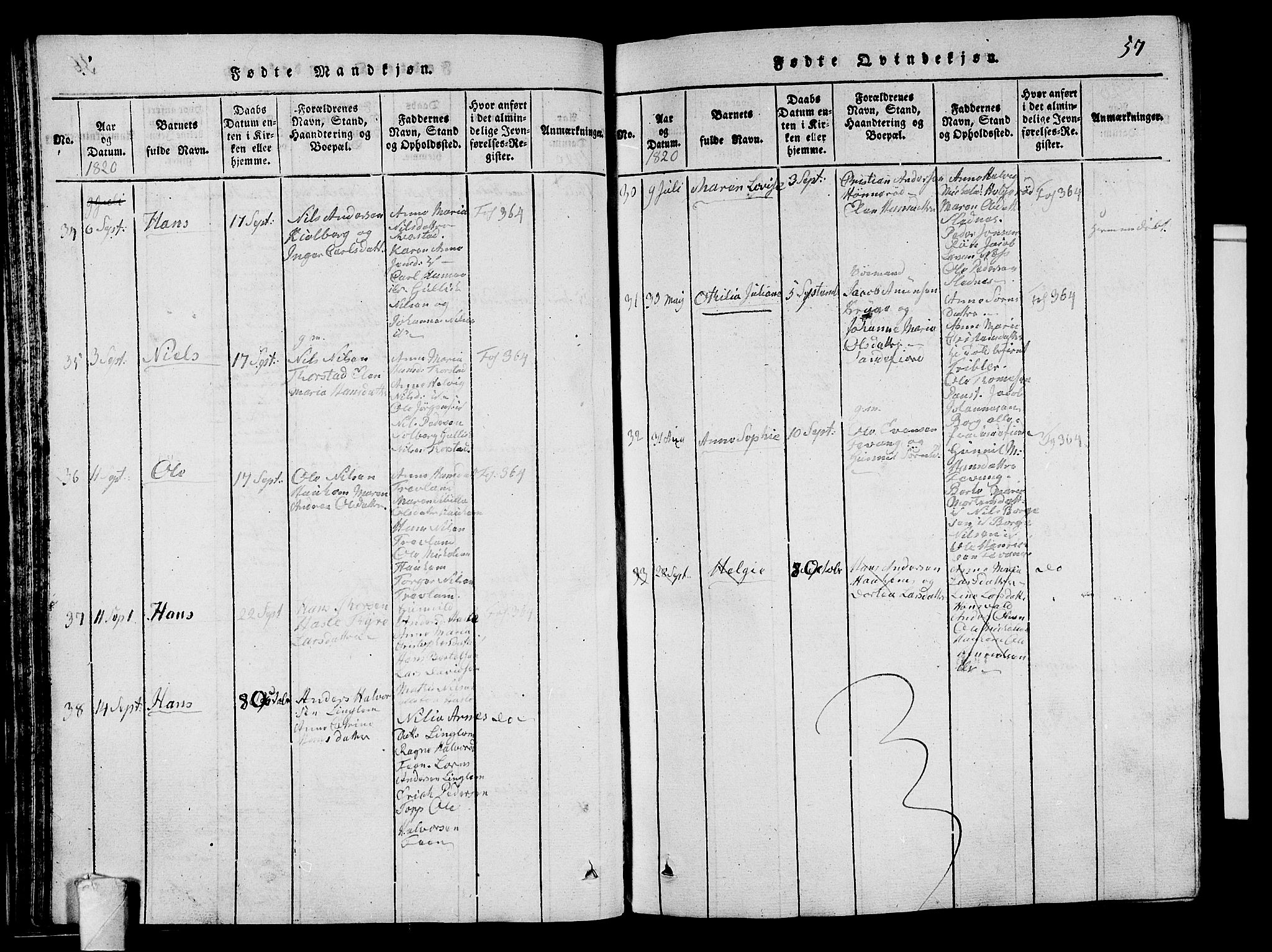 Sandar kirkebøker, AV/SAKO-A-243/G/Ga/L0001: Parish register (copy) no. 1, 1814-1835, p. 57