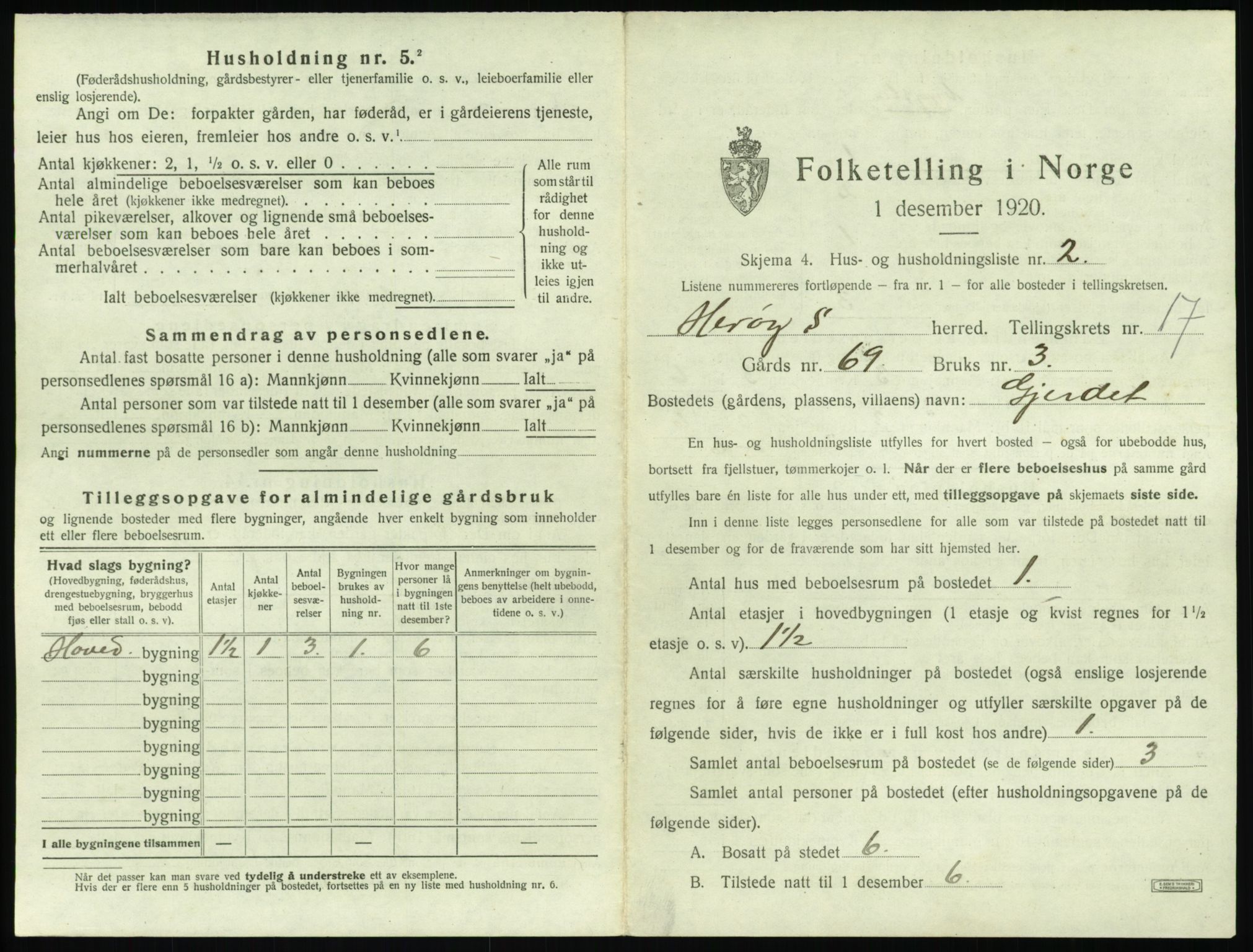 SAT, 1920 census for Herøy (MR), 1920, p. 1369