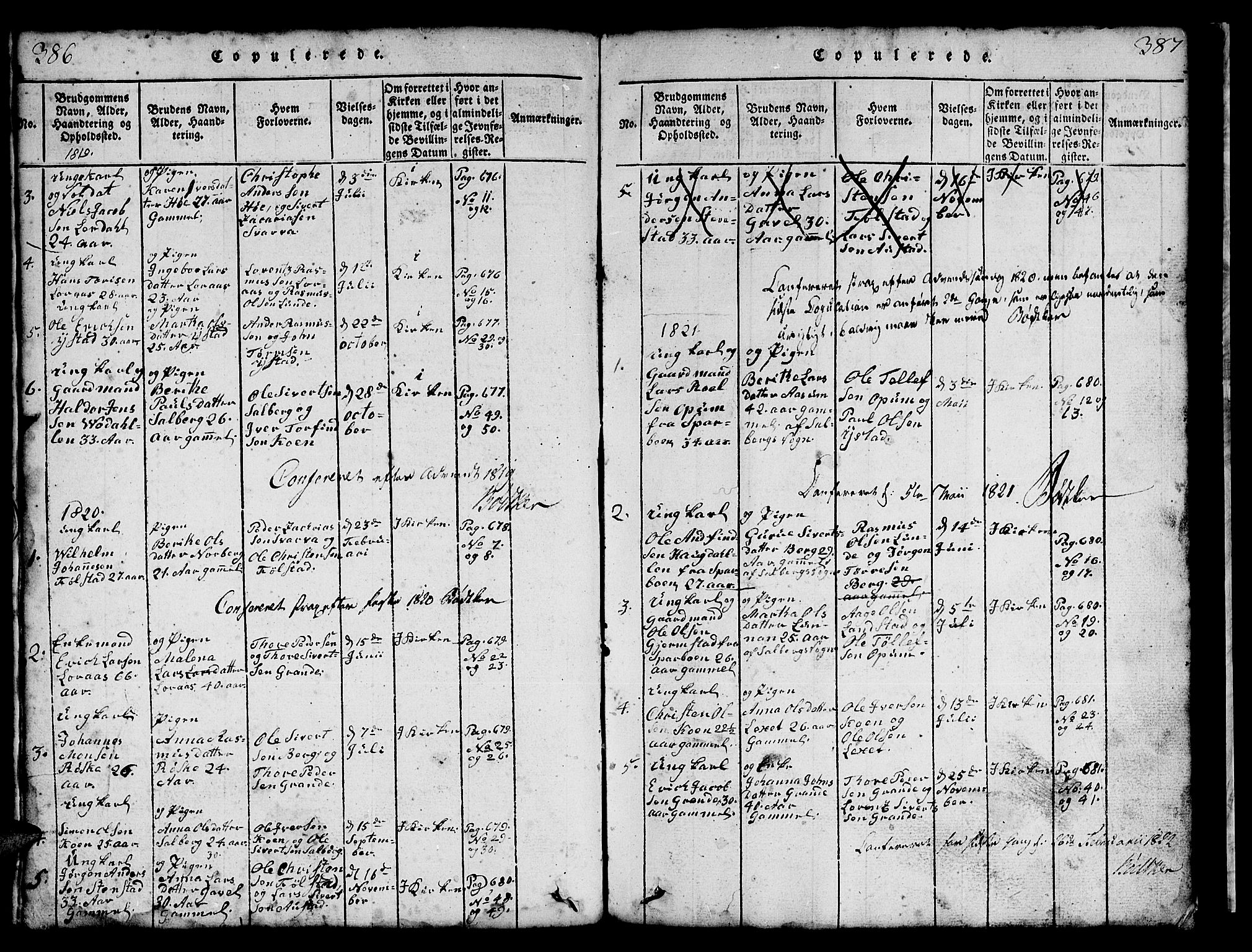 Ministerialprotokoller, klokkerbøker og fødselsregistre - Nord-Trøndelag, SAT/A-1458/731/L0310: Parish register (copy) no. 731C01, 1816-1874, p. 386-387