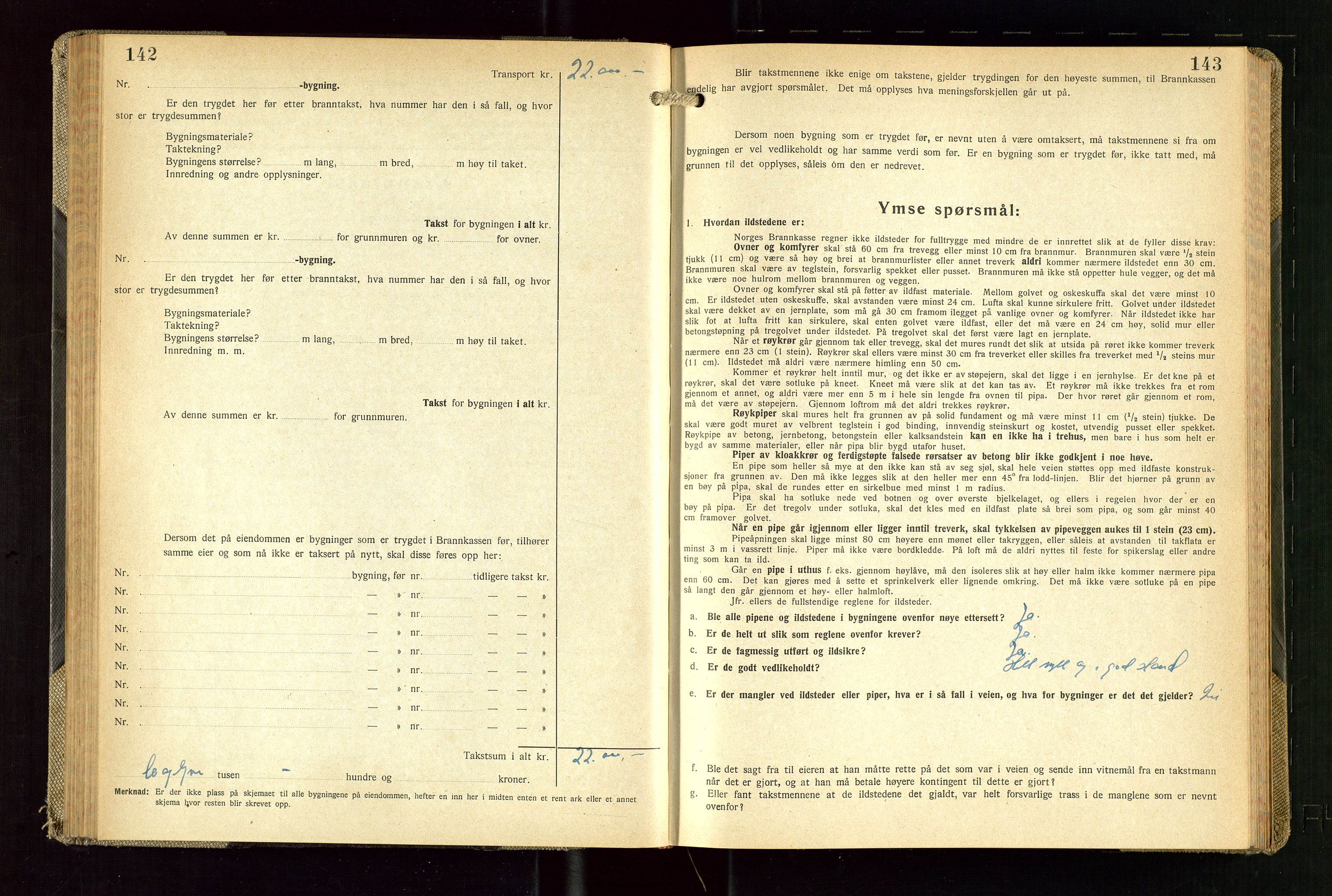 Skudenes lensmannskontor, AV/SAST-A-100444/Gob/L0003: "Brandtakstprotokoll", 1942-1954, p. 142-143