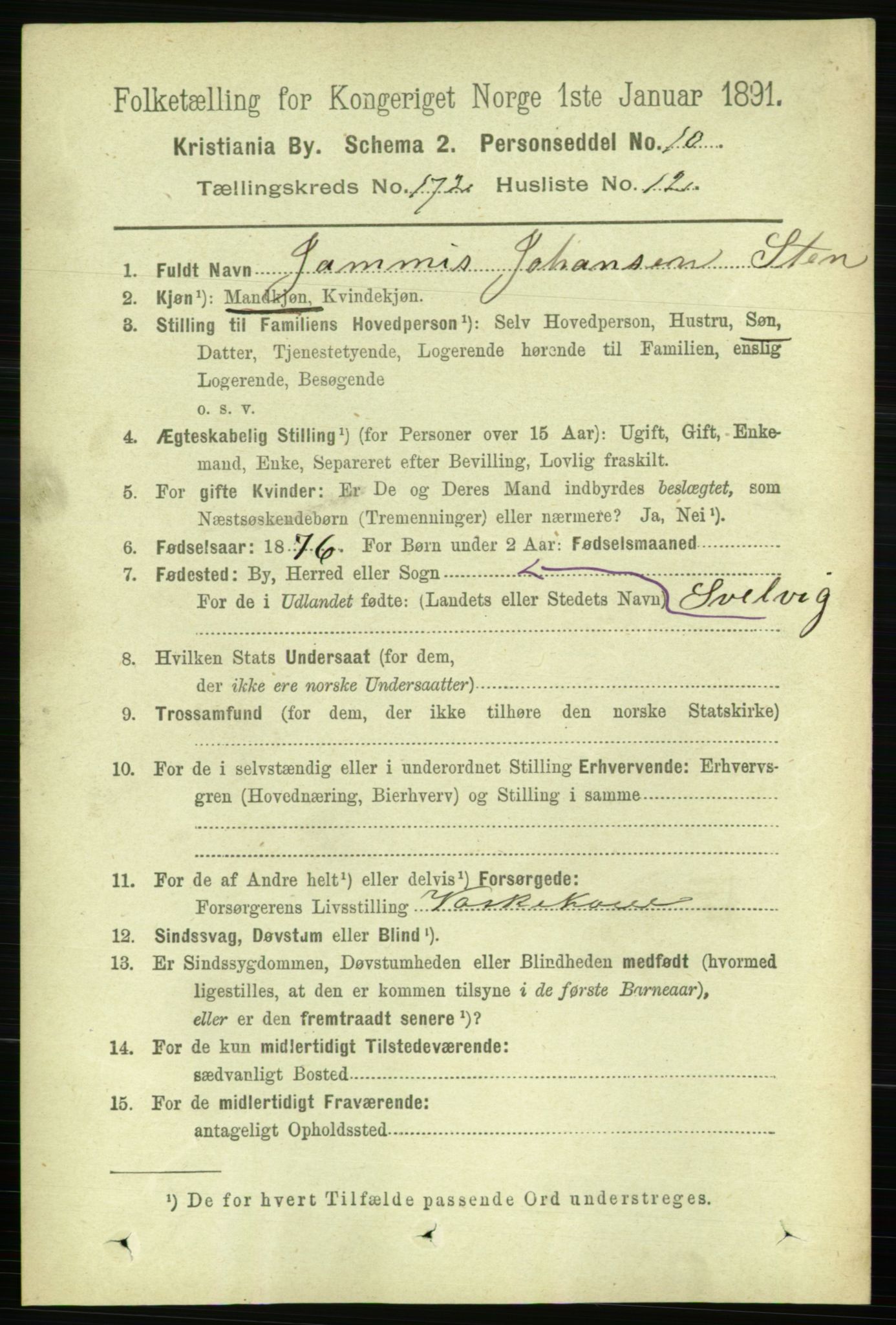 RA, 1891 census for 0301 Kristiania, 1891, p. 102195