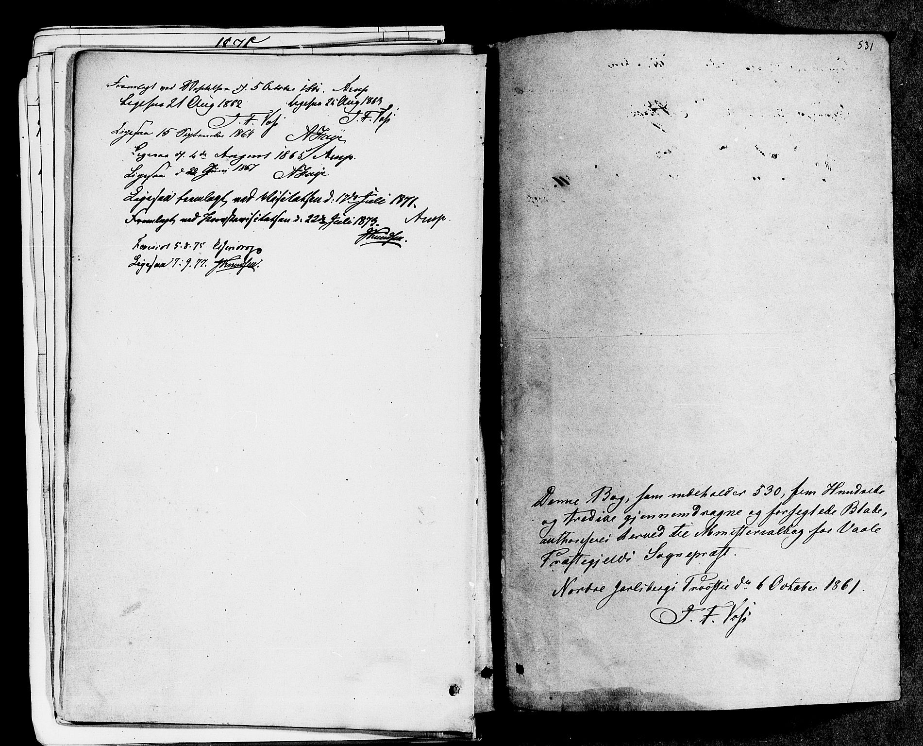 Våle kirkebøker, AV/SAKO-A-334/F/Fa/L0010: Parish register (official) no. I 10, 1861-1877, p. 531