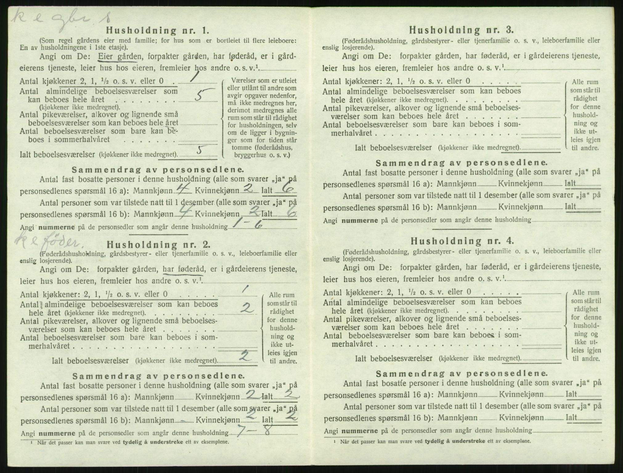 SAT, 1920 census for Nesset, 1920, p. 423