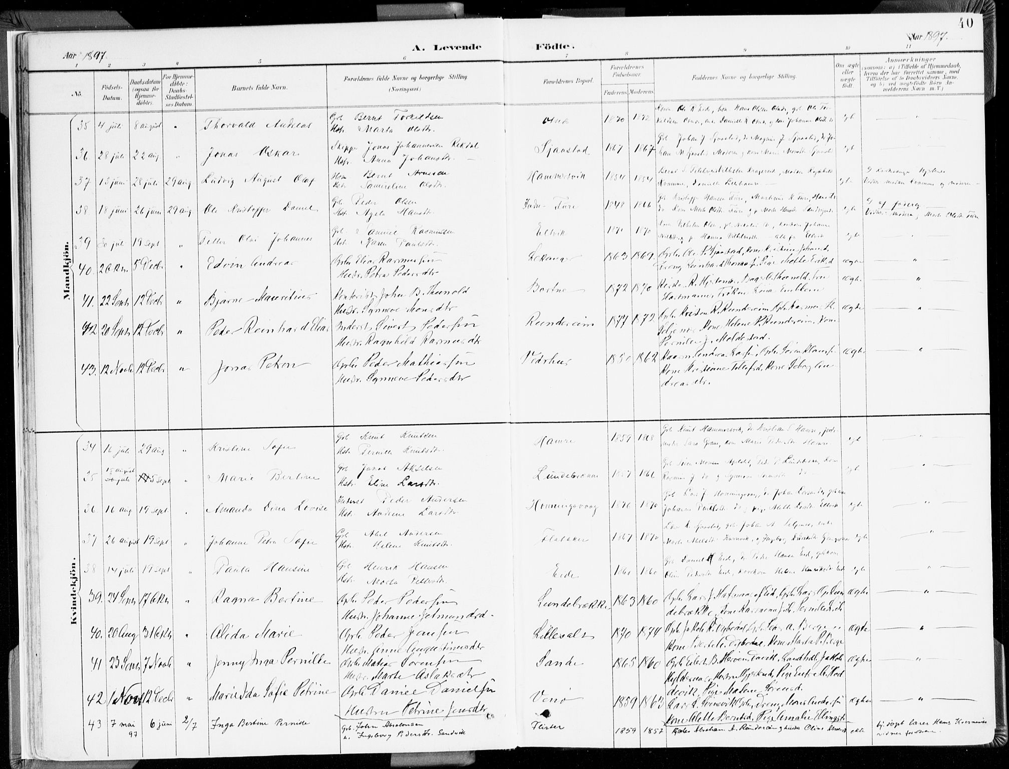 Selje sokneprestembete, AV/SAB-A-99938/H/Ha/Haa/Haab: Parish register (official) no. B 2, 1891-1907, p. 40