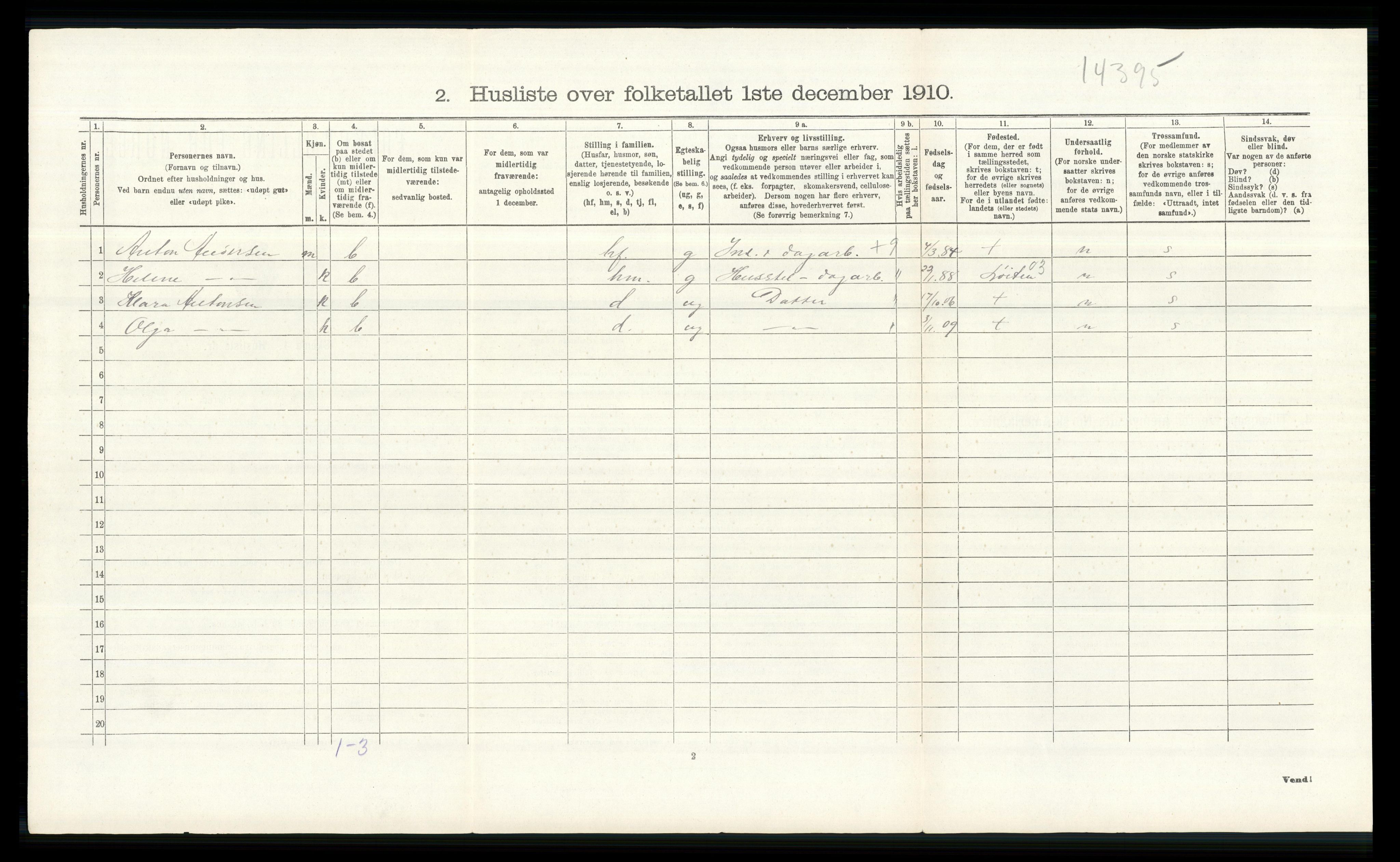 RA, 1910 census for Vang, 1910, p. 1788