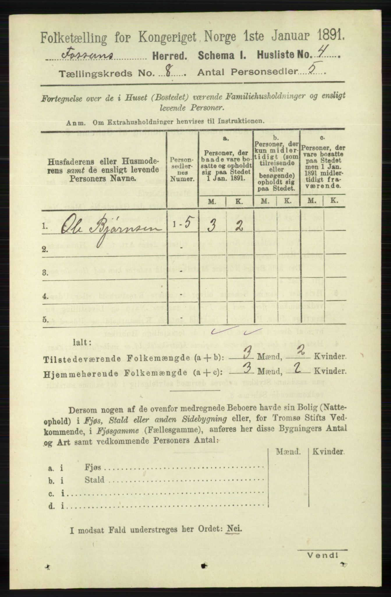 RA, 1891 census for 1129 Forsand, 1891, p. 1307