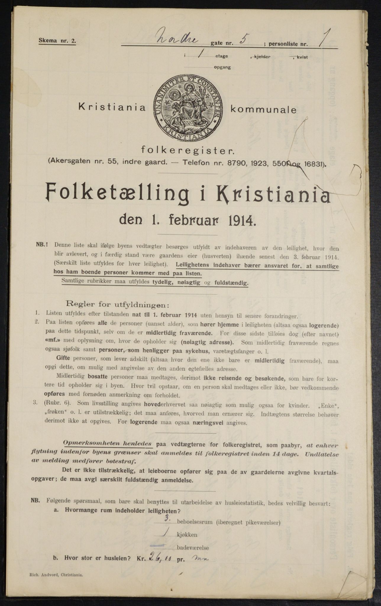 OBA, Municipal Census 1914 for Kristiania, 1914, p. 73053