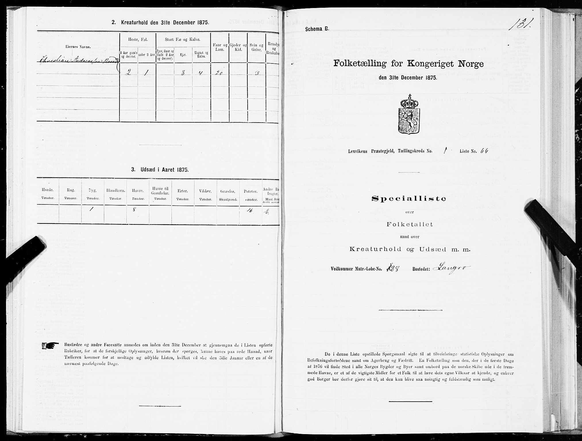 SAT, 1875 census for 1718P Leksvik, 1875, p. 1131
