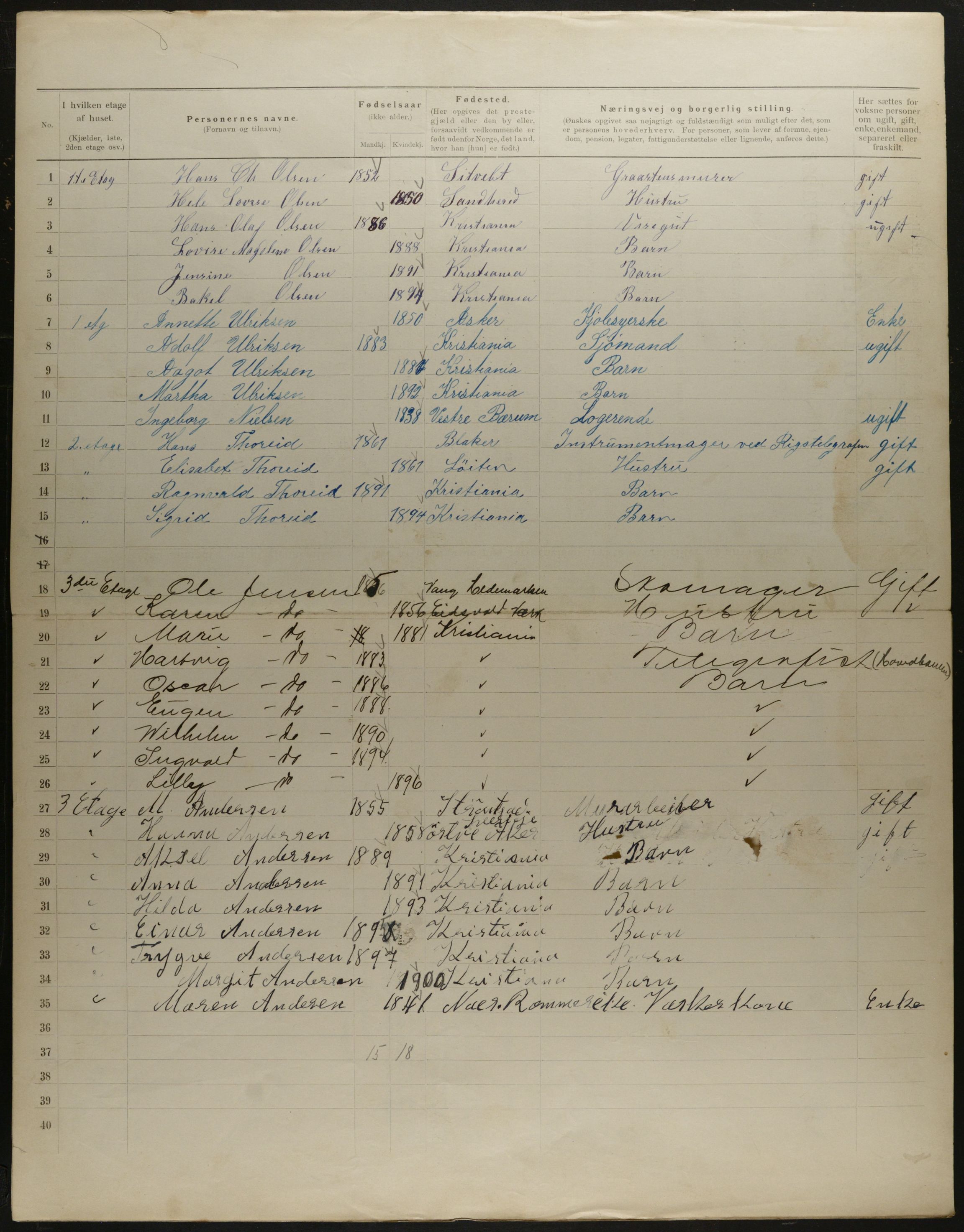 OBA, Municipal Census 1901 for Kristiania, 1901, p. 10049